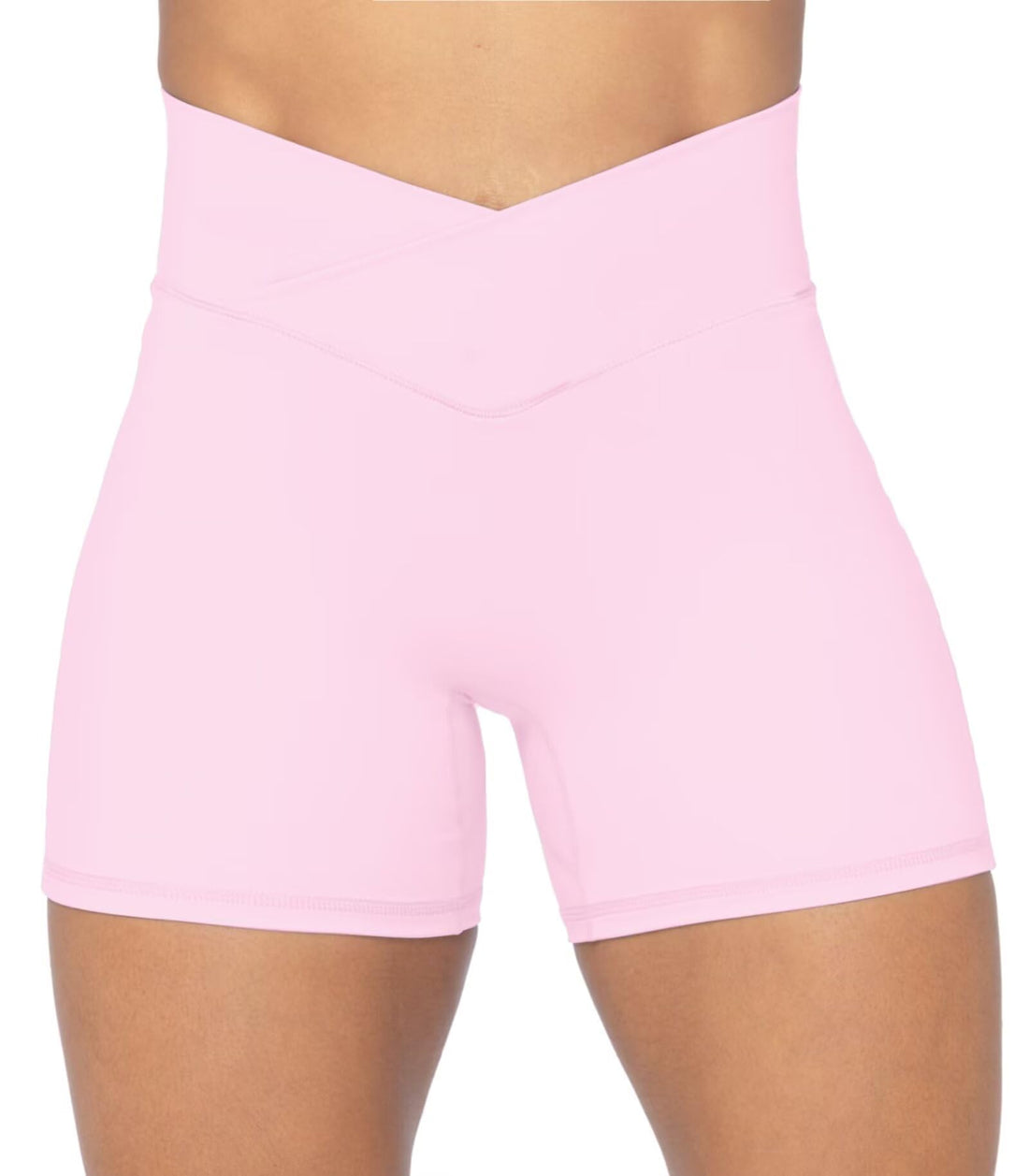 Sunzel Crossover Biker Shorts for Women, No Front Seam V High Waist Yoga Workout Gym Shorts with Tummy Control | 4 Or 6-Inch Inseam, High Waisted, Tummy Control, Crossover Waist, Buttery Soft, No Front Seam, Squat Proof, Compression