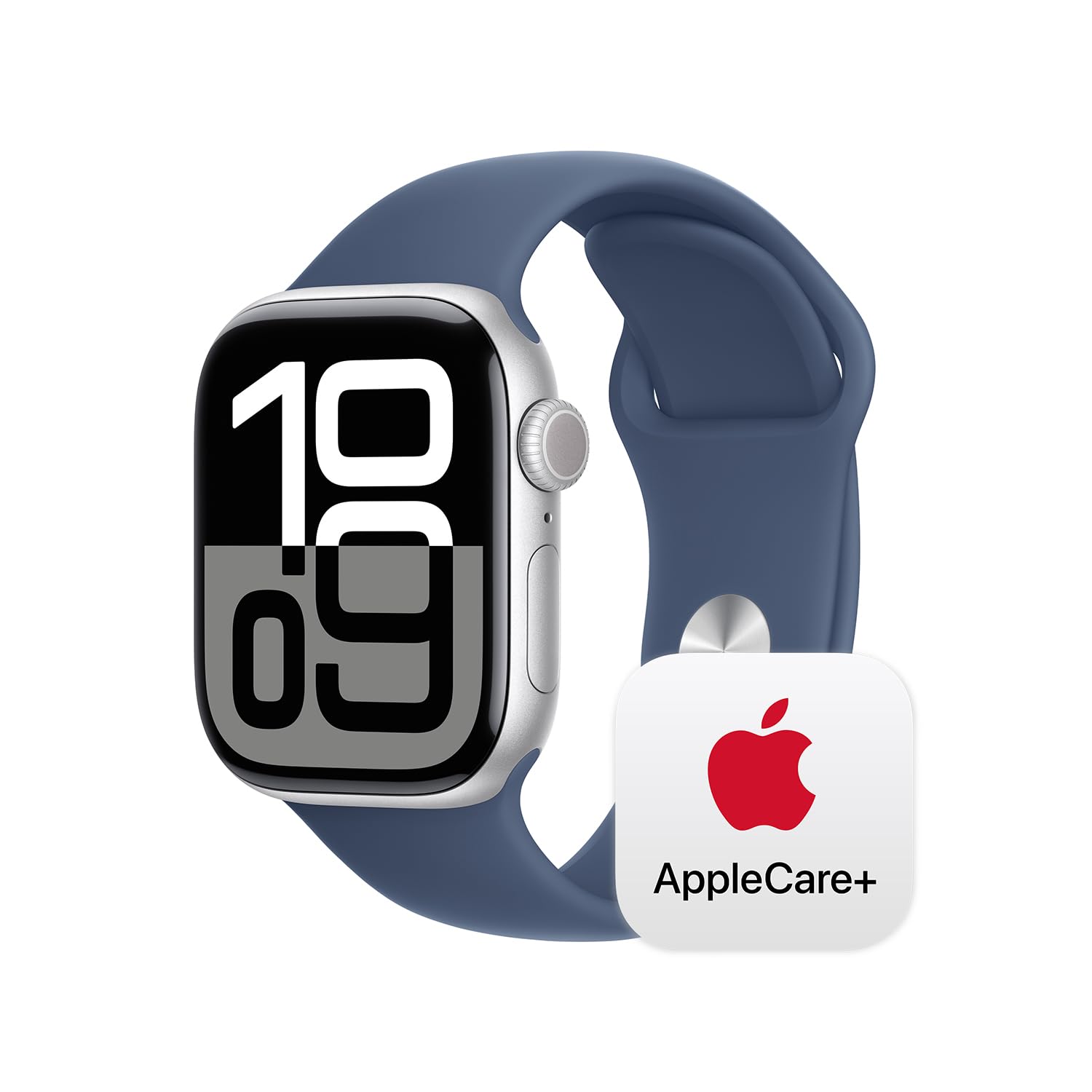 Apple Watch Series 10 [GPS 42mm case] Smartwatch with Silver Aluminum Case with Blue Cloud Sport Loop. Fitness Tracker, ECG App, Always-On Retina Display, Carbon Neutral