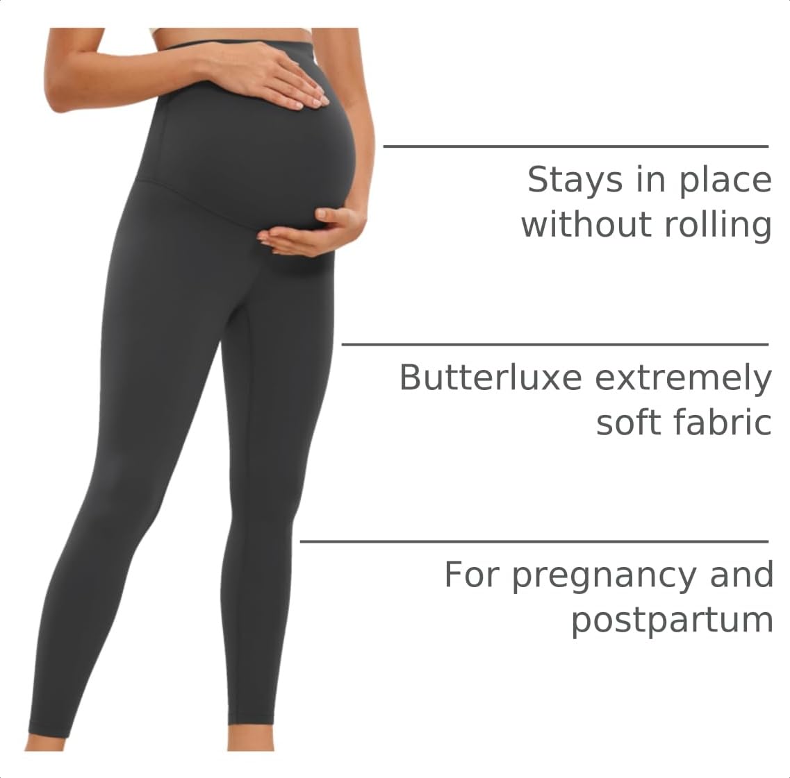 CRZ YOGA Maternity Leggings 25" | Butterluxe, Extremely Soft, Gentle Compression, Yoga, Super High Rise, U-shaped Belly, Pregnancy and Postpartum