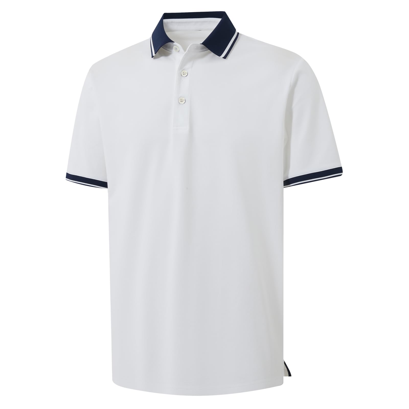 M MAELREG Golf Shirts for Men Short Sleeve with Contrast Collar & Cuffs Performance Dry Fit Stretch Solid Casual Polo Shirts