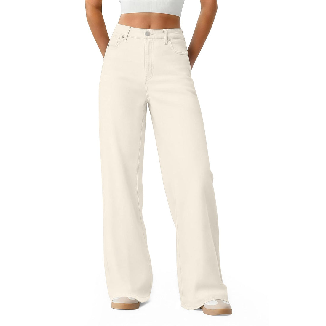 Women's Wide Leg Jeans High Waisted Baggy Straight Leg Loose Stretchy Casual Denim Pants