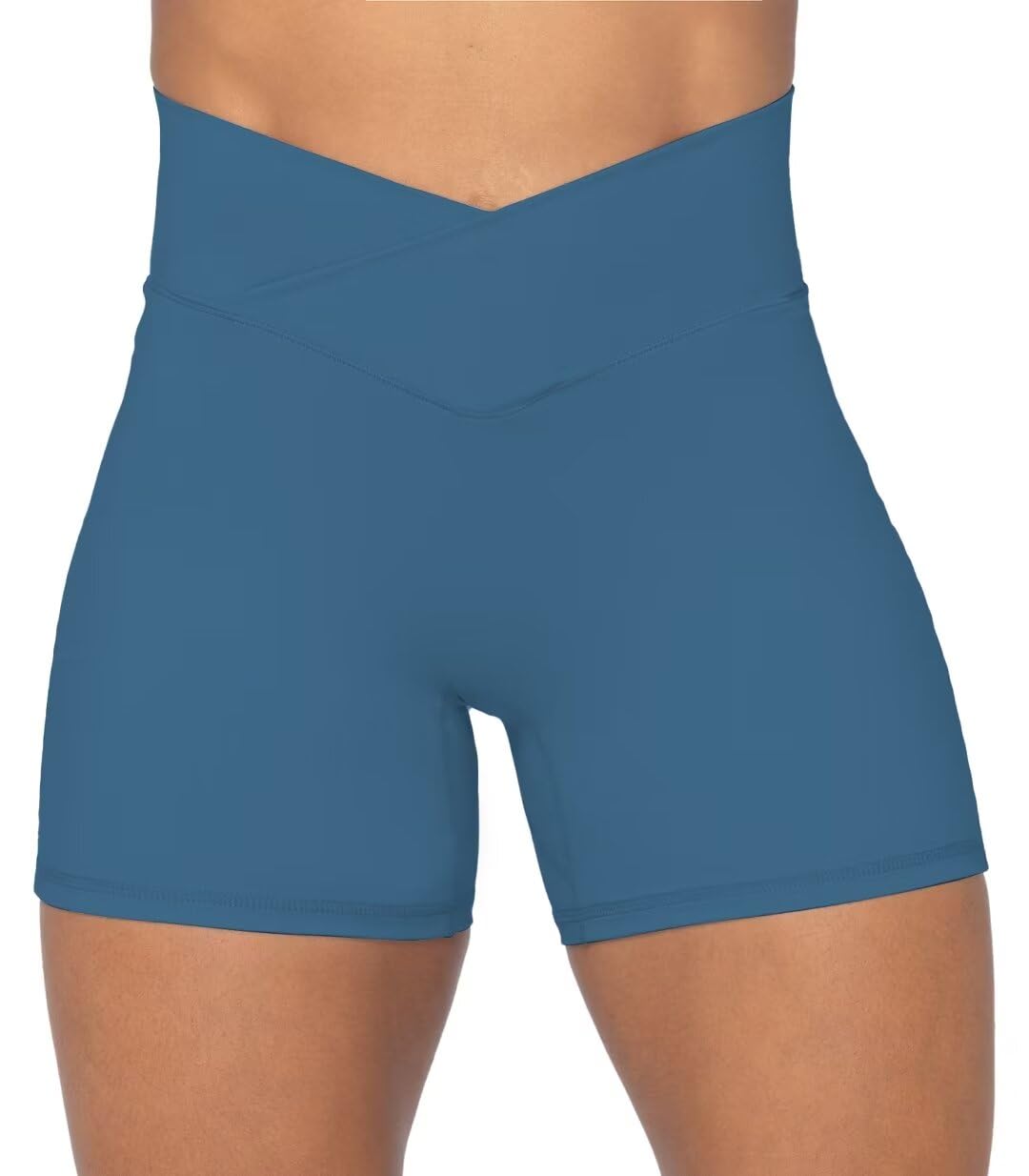 Sunzel Crossover Biker Shorts for Women, No Front Seam V High Waist Yoga Workout Gym Shorts with Tummy Control | 4 Or 6-Inch Inseam, High Waisted, Tummy Control, Crossover Waist, Buttery Soft, No Front Seam, Squat Proof, Compression