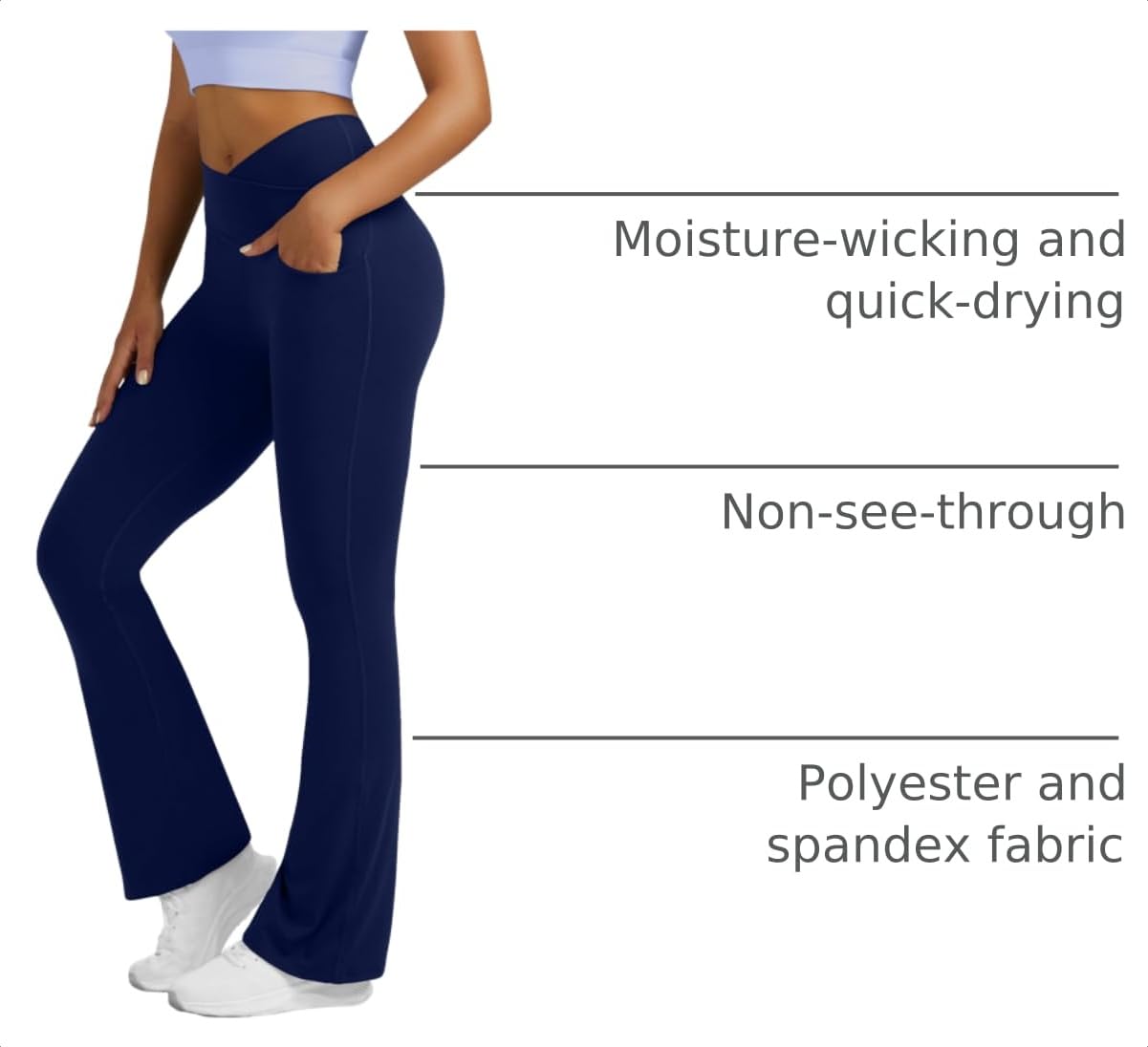 Flare Leggings for Women Yoga Pants with Pockets High Waisted Crossover Flare Leggings Bootcut Casual Yoga Pants