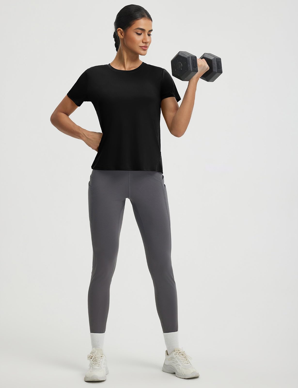 baleaf Women's Athletic Tops Short Sleeve Workout Shirts | Quick Dry, Moisture-wicking, Breathable, Lightweight, Stretchy, Sun Protection, Crew Neck, for Running, Gym, Tennis, Yoga