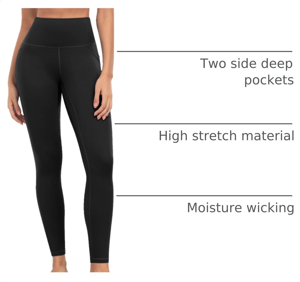ATHVOTAR Leggings with Pockets for Women, 7 Packs High Waisted Workout Tummy Control Yoga Pants