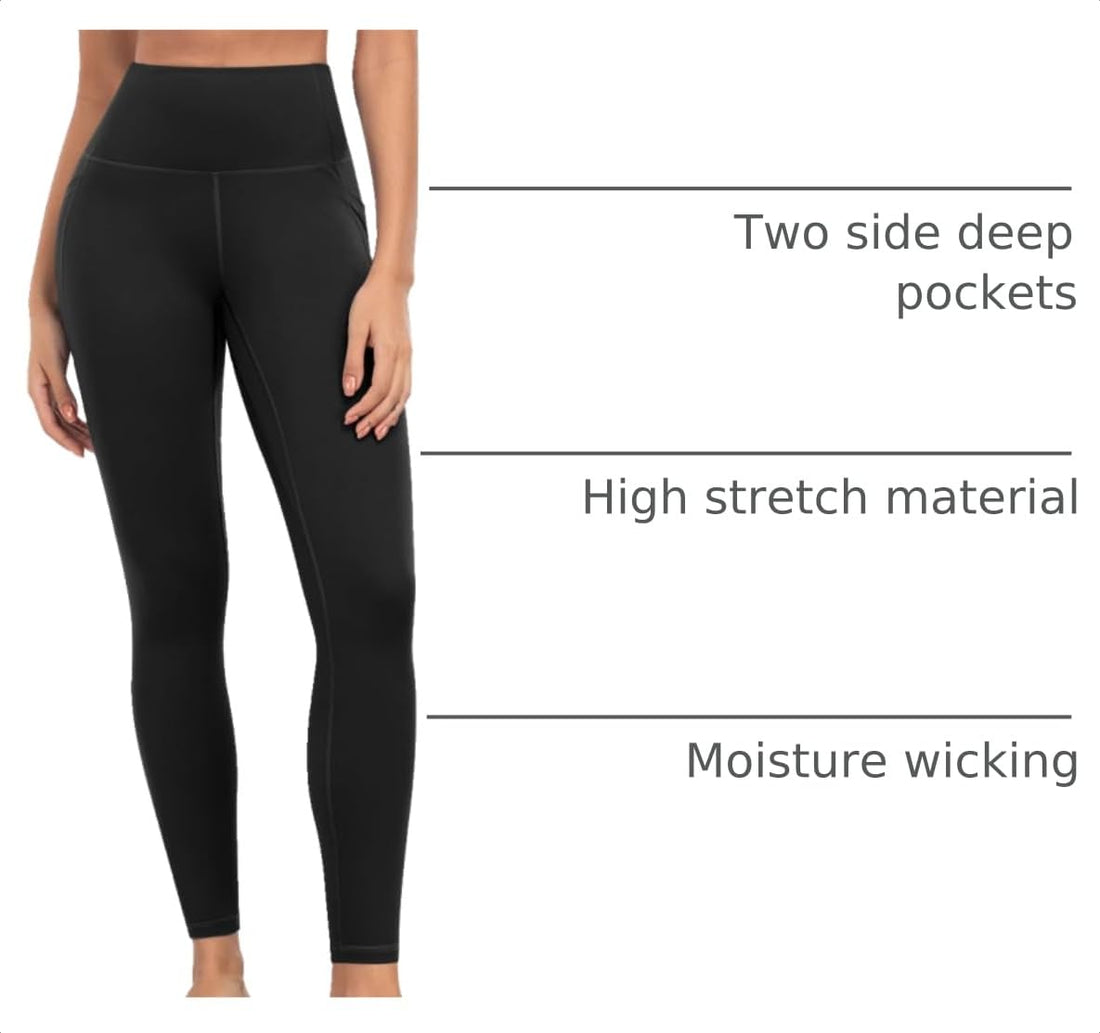 ATHVOTAR Leggings with Pockets for Women, 7 Packs High Waisted Workout Tummy Control Yoga Pants