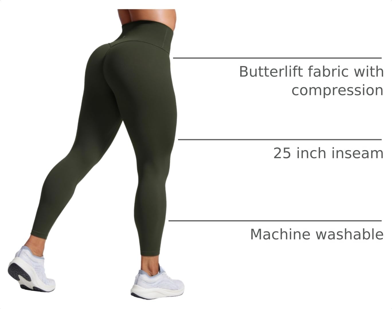 CRZ YOGA Secretsculpt Leggings 25" | Butterlift, Buttery Soft, Moderate Compression, Workout, Pilates, No Front Seam, Booty Scrunch Butt, High Waist, for Women