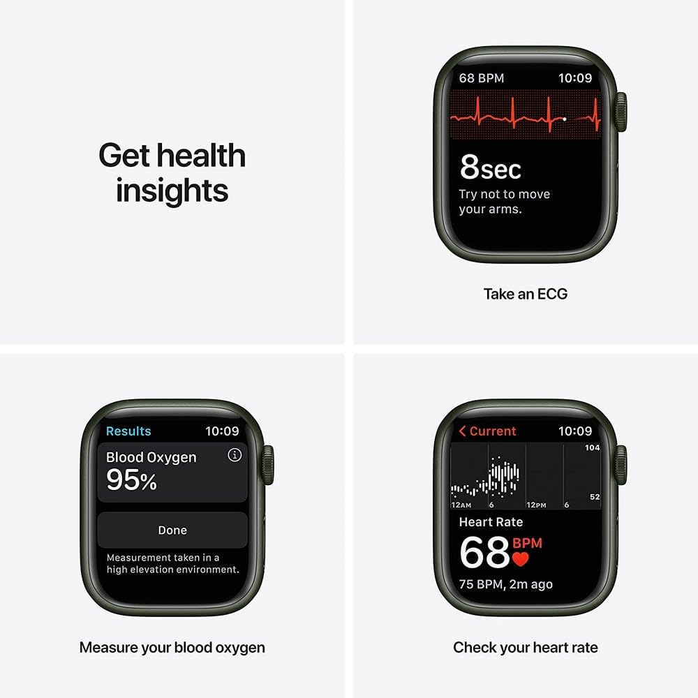 Apple Watch Series 7 (GPS, 41mm) Starlight Aluminum Case with Starlight Sport Band, Regular (Renewed)