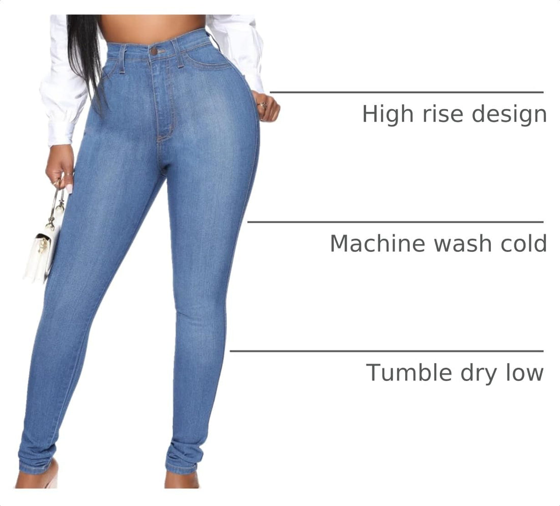 KUNMI Womens Classic High Waisted Skinny Stretch Butt Lifting Jeans Slim Fit Denim Pants
