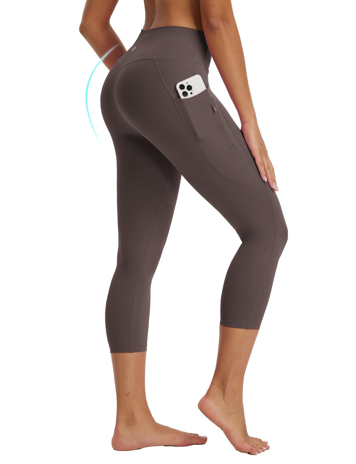 baleaf Women's Capri Leggings with 3 Pockets Tummy Control 21" Inseam Workout Capris Yoga Pants