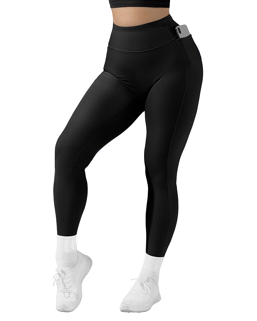 SUUKSESS Women Ribbed Seamless Leggings High Waisted Workout Gym Yoga Pants