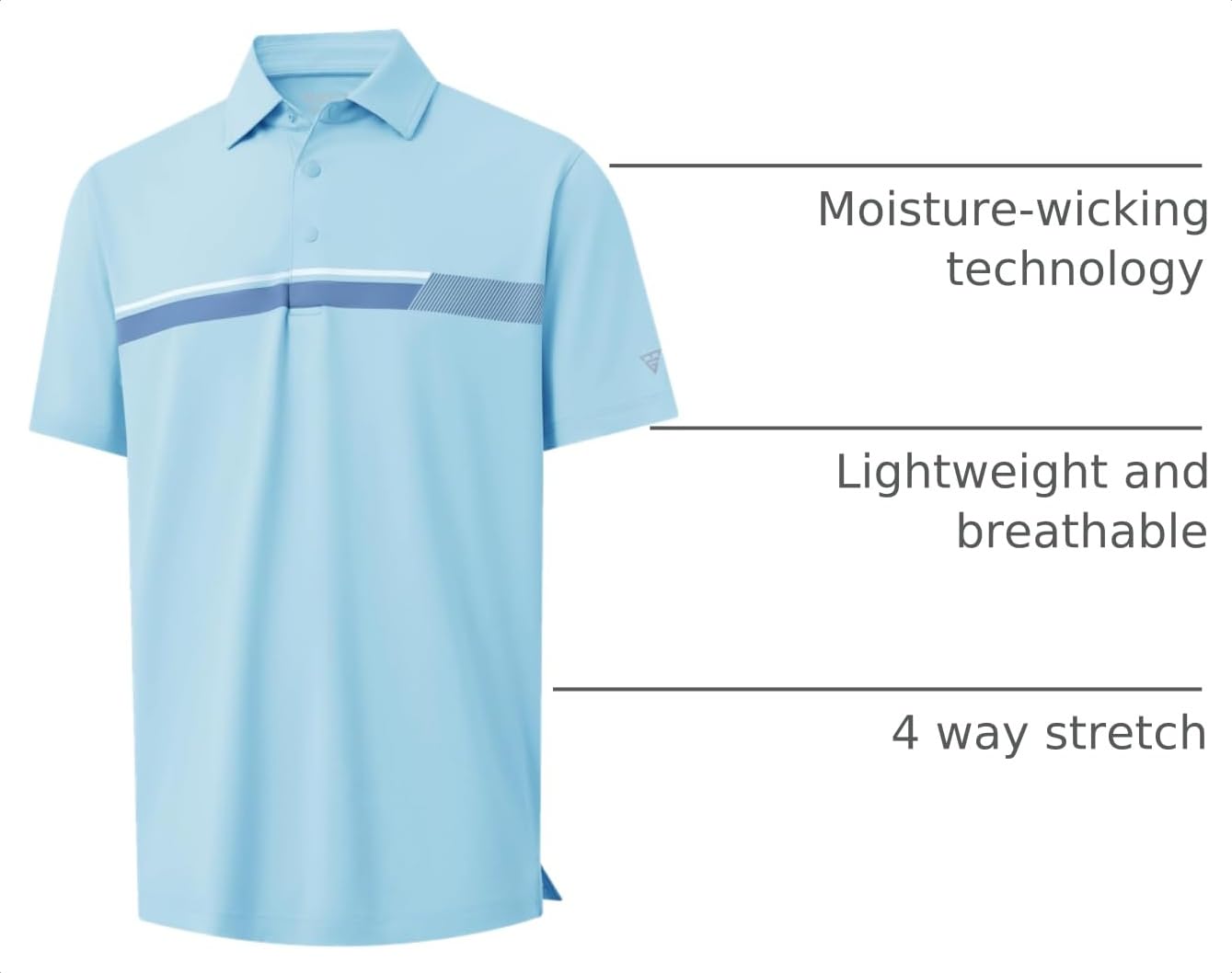 M MAELREG Mens Golf Shirts Short Sleeve Chest Print Stripe Moisture Wicking Dry Fit Casual Collared Mens Polo Shirts