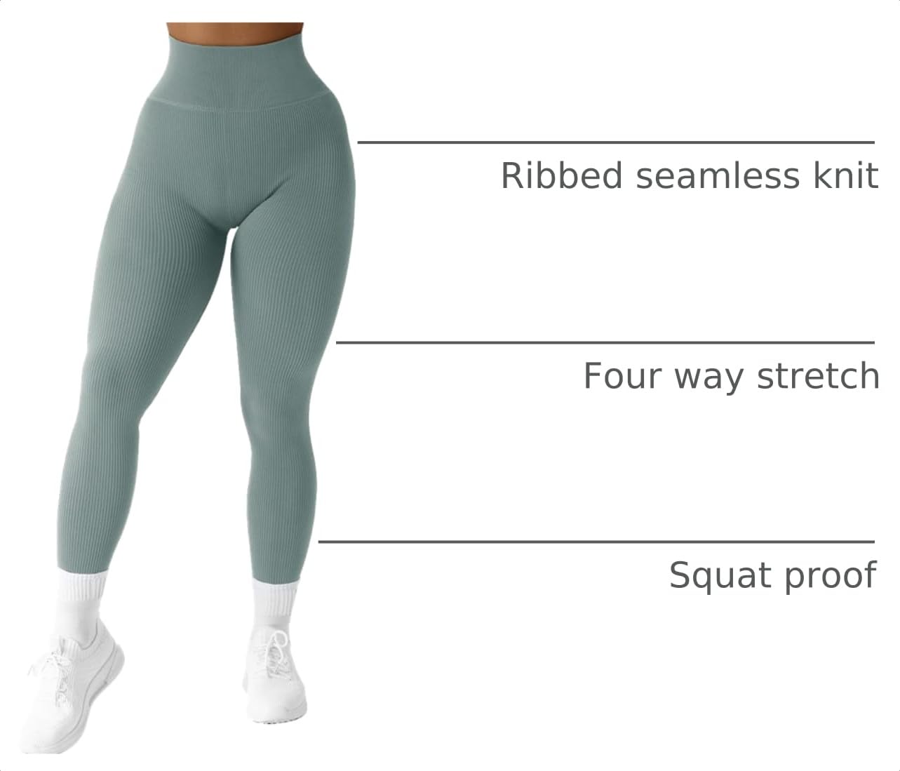 SUUKSESS Women Ribbed Seamless Leggings High Waisted Workout Gym Yoga Pants