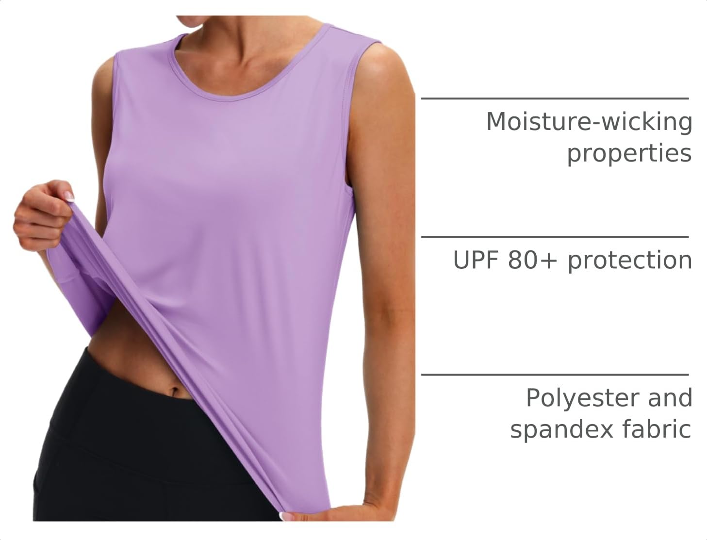 MAGCOMSEN Women's Workout Tank Top Athletic Muscle Sleeveless Crew Neck Shirt UPF 80+ Moisture Wicking Gym Running