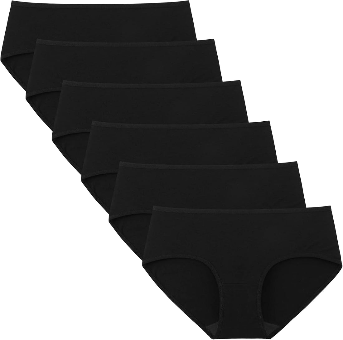 INNERSY Womens Underwear Cotton Hipster Panties Regular & Plus Size 6-Pack