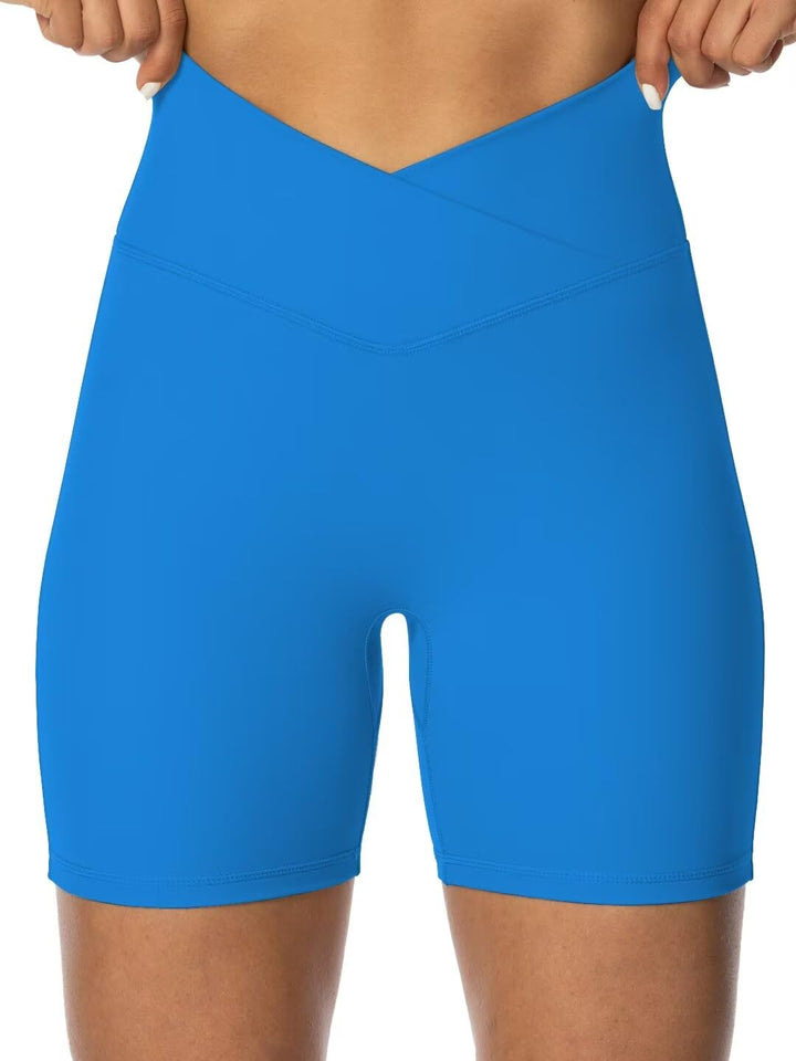 Sunzel Crossover Biker Shorts for Women, No Front Seam V High Waist Yoga Workout Gym Shorts with Tummy Control | 4 Or 6-Inch Inseam, High Waisted, Tummy Control, Crossover Waist, Buttery Soft, No Front Seam, Squat Proof, Compression