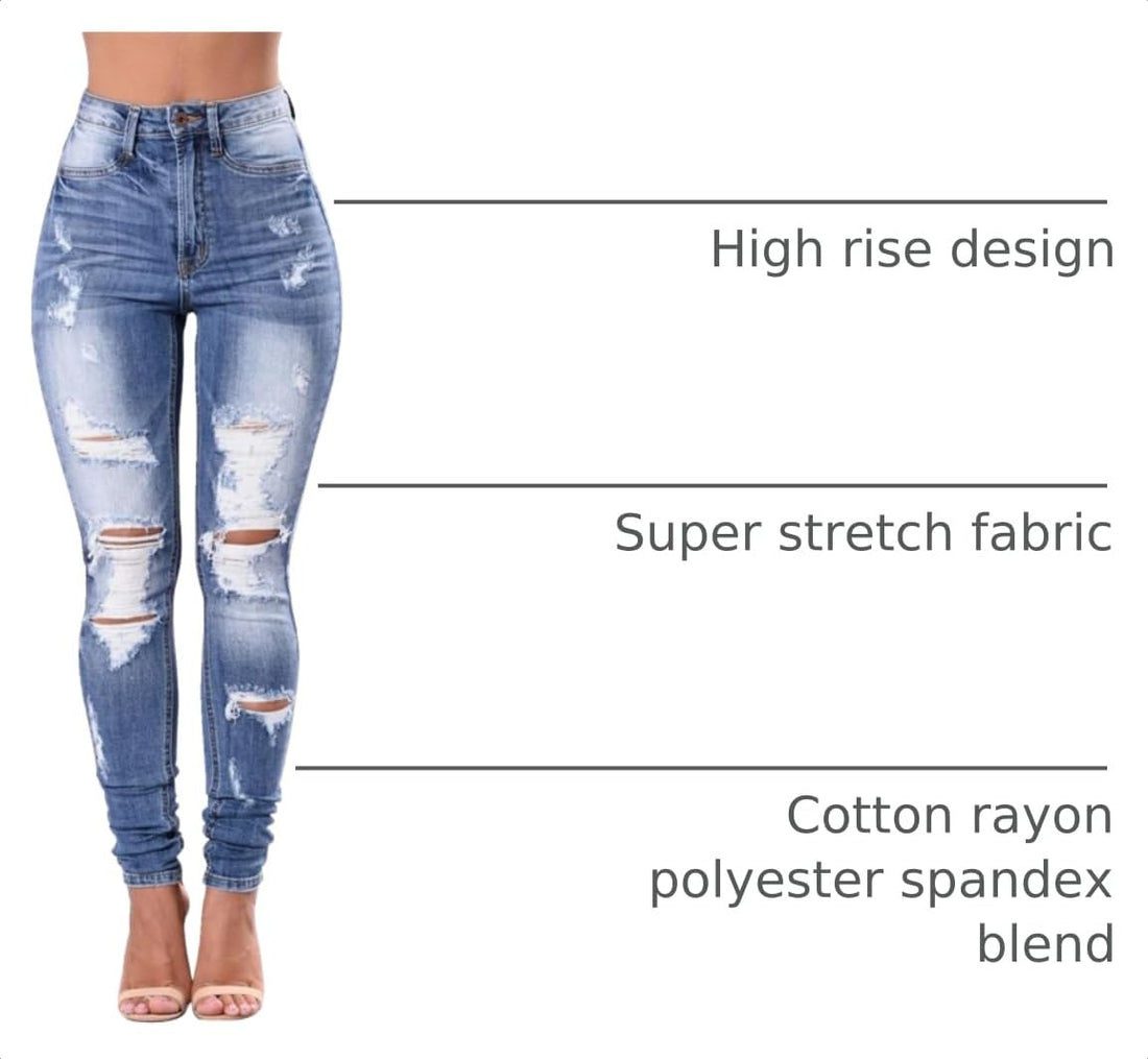 KUNMI Womens Classic High Waisted Skinny Stretch Butt Lifting Jeans Slim Fit Denim Pants