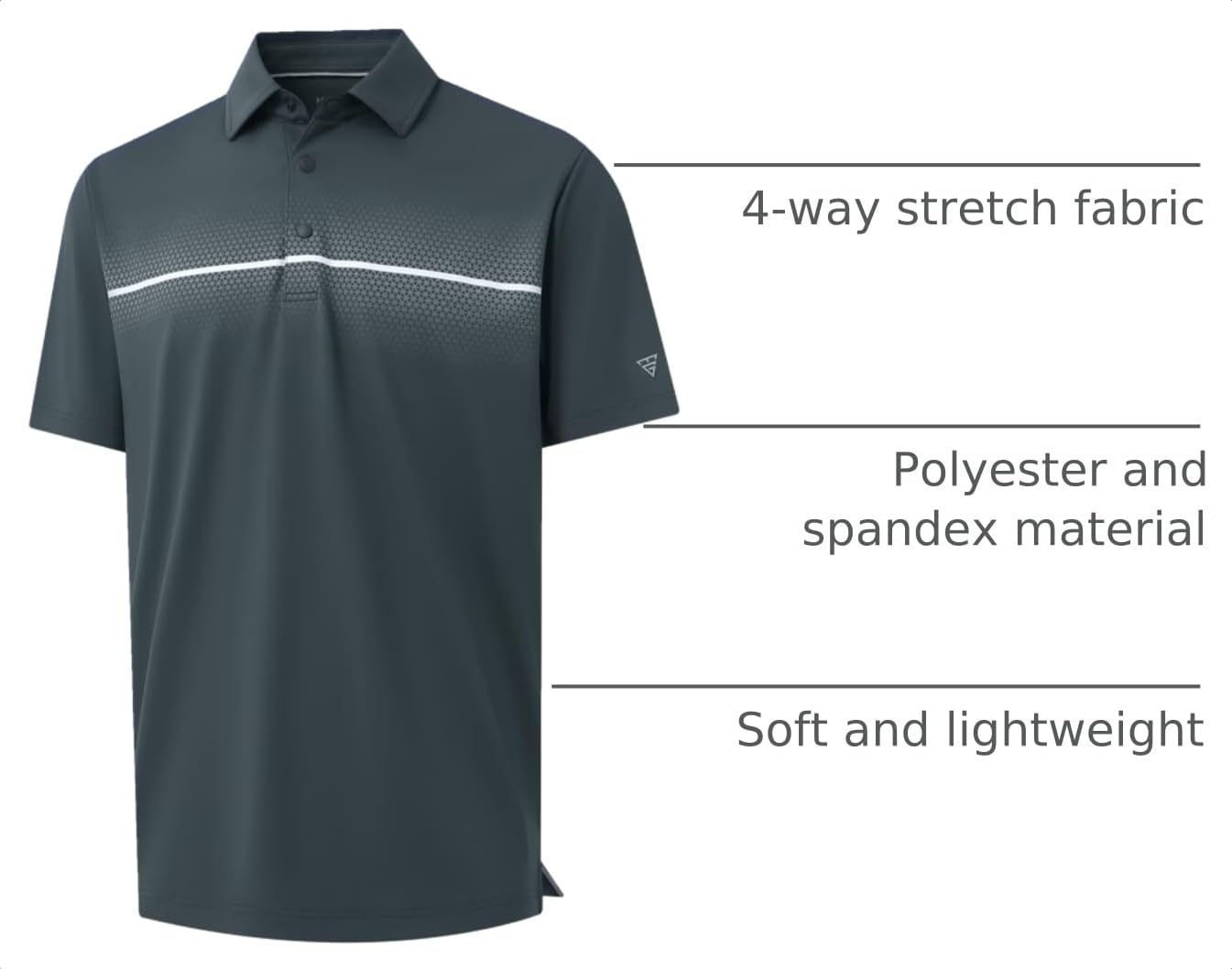 M MAELREG Mens Golf Shirts Short Sleeve Chest Print Stripe Moisture Wicking Dry Fit Casual Collared Mens Polo Shirts