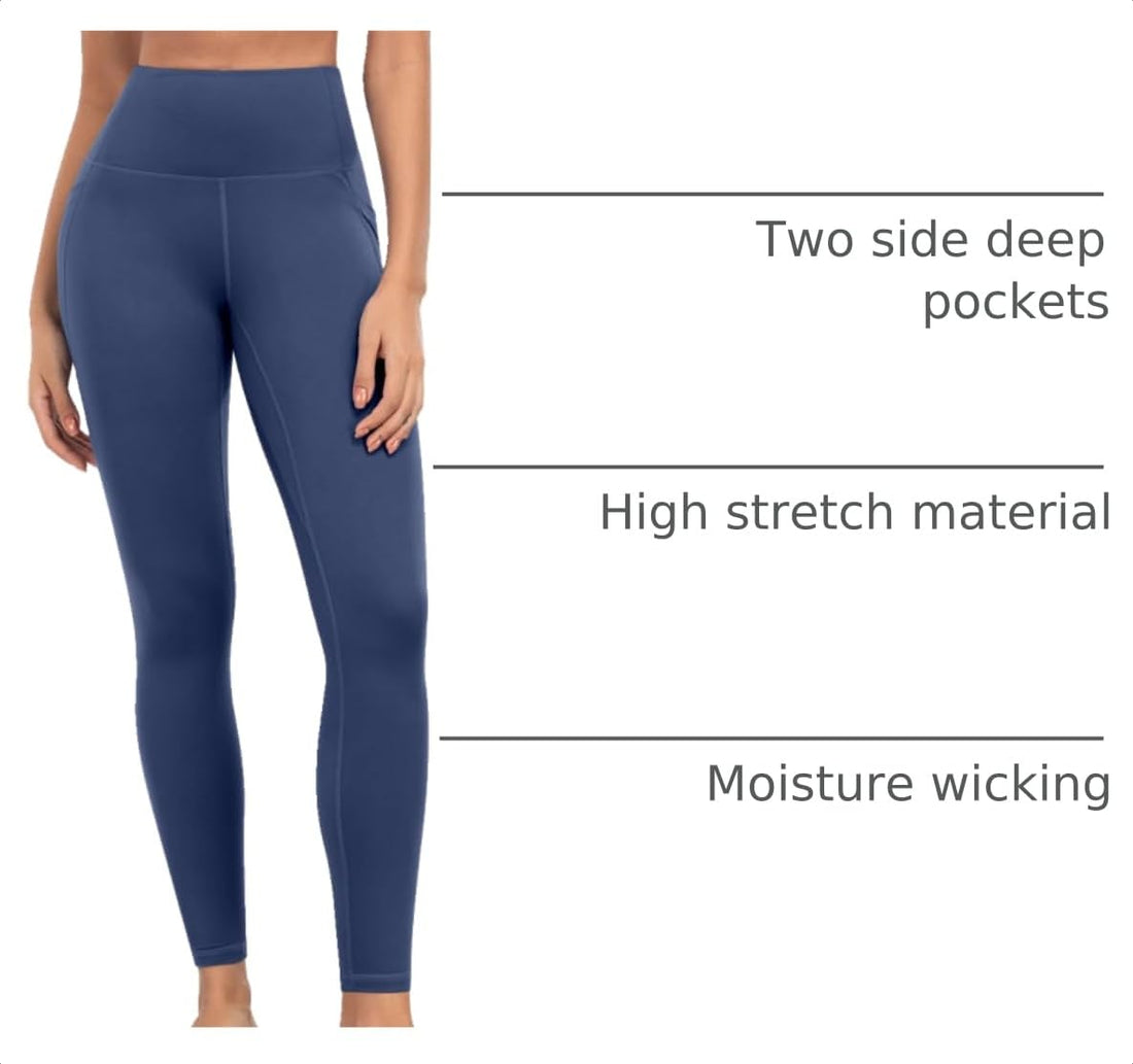 ATHVOTAR Leggings with Pockets for Women, 7 Packs High Waisted Workout Tummy Control Yoga Pants