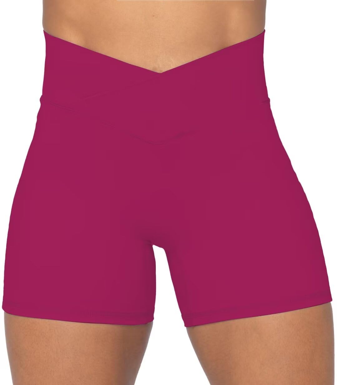 Sunzel Crossover Biker Shorts for Women, No Front Seam V High Waist Yoga Workout Gym Shorts with Tummy Control | 4 Or 6-Inch Inseam, High Waisted, Tummy Control, Crossover Waist, Buttery Soft, No Front Seam, Squat Proof, Compression