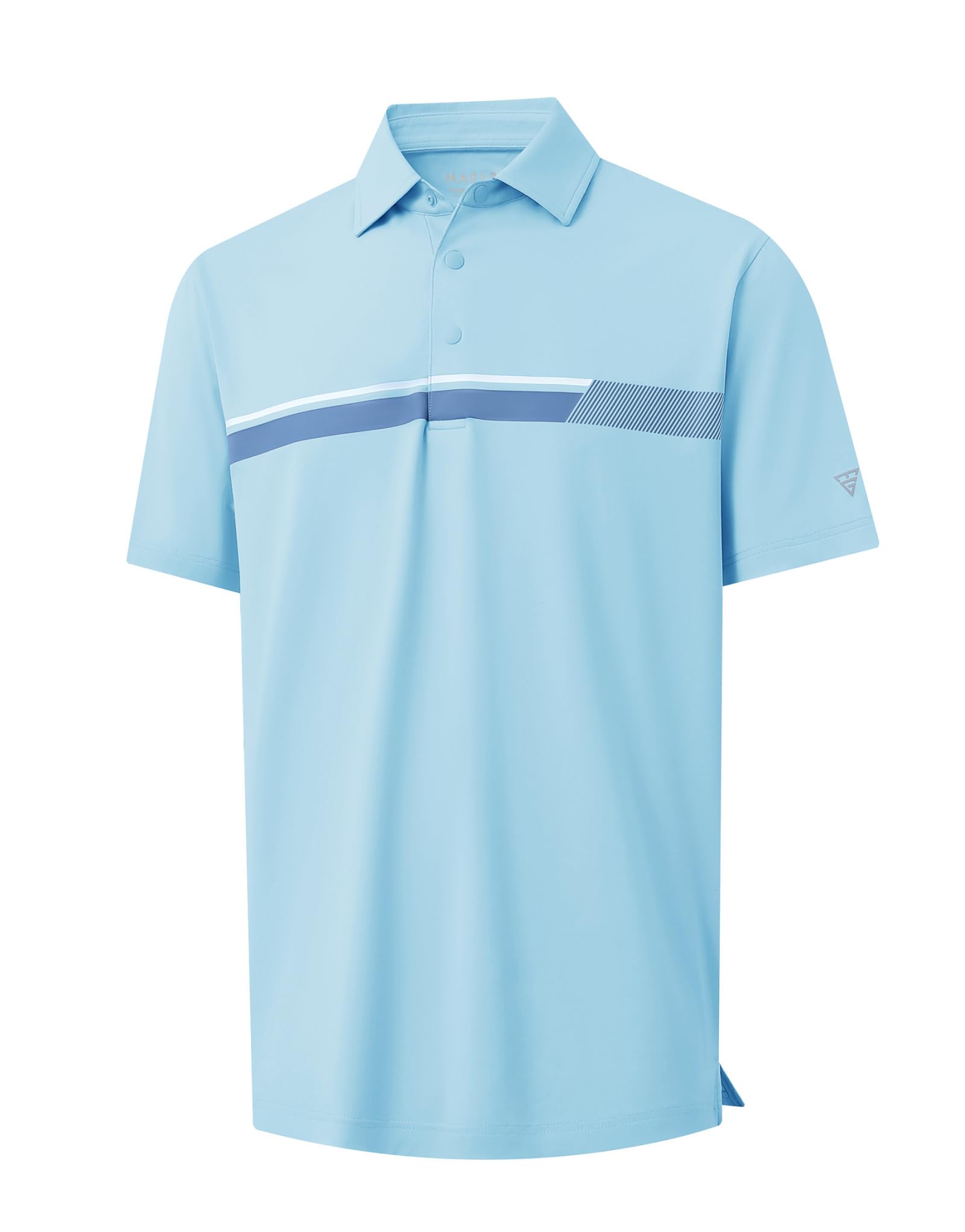 M MAELREG Mens Golf Shirts Short Sleeve Chest Print Stripe Moisture Wicking Dry Fit Casual Collared Mens Polo Shirts