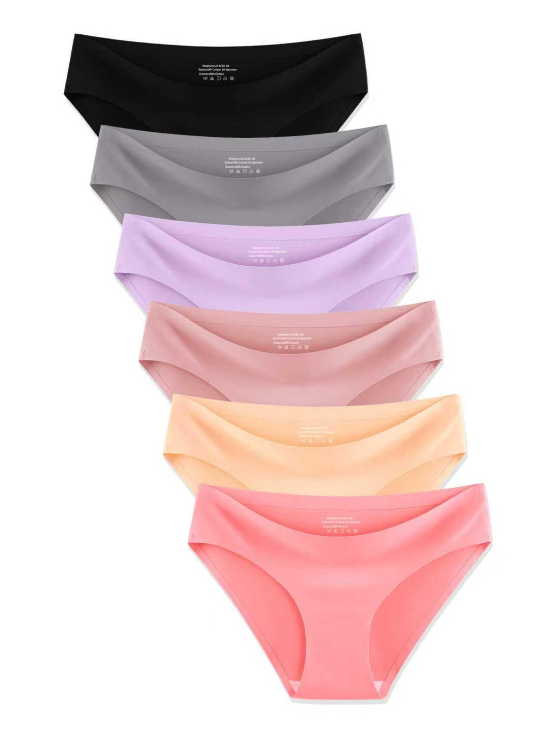 MISSWHO Seamless No Show Womens Underwear Bikini No Show Soft Comfortable Invisibles Briefs Low Rise Hipster Panties 6 Pack