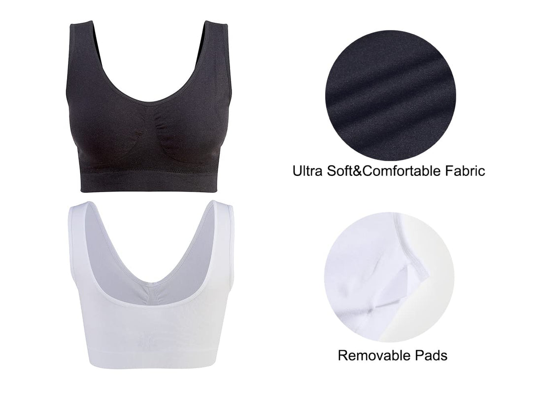 Lemef 3-Pack Seamless Sports Bra Wirefree Yoga Bra with Removable Pads for Women