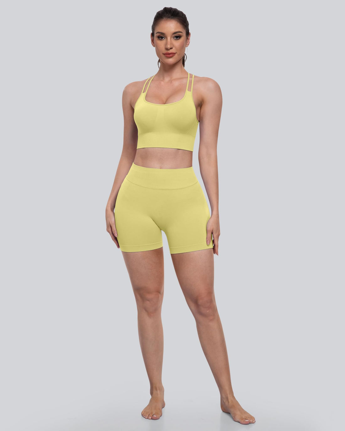 CHRLEISURE Sports Bras for Women, 4 Packs Padded High Support Workout Yoga Seamless Criss-Cross Racerback Bras