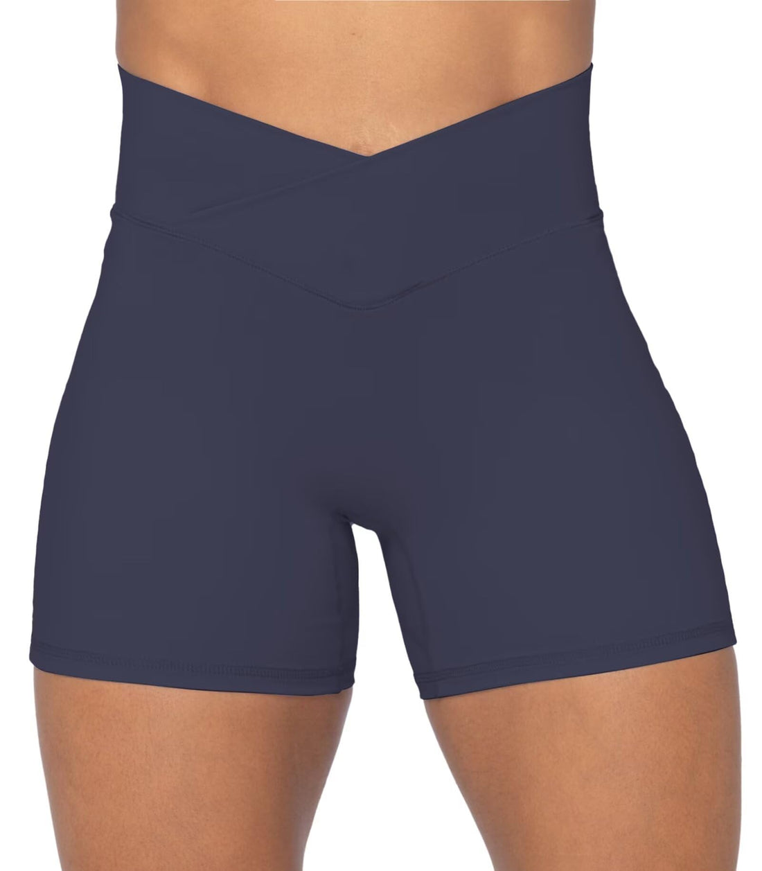 Sunzel Crossover Biker Shorts for Women, No Front Seam V High Waist Yoga Workout Gym Shorts with Tummy Control | 4 Or 6-Inch Inseam, High Waisted, Tummy Control, Crossover Waist, Buttery Soft, No Front Seam, Squat Proof, Compression