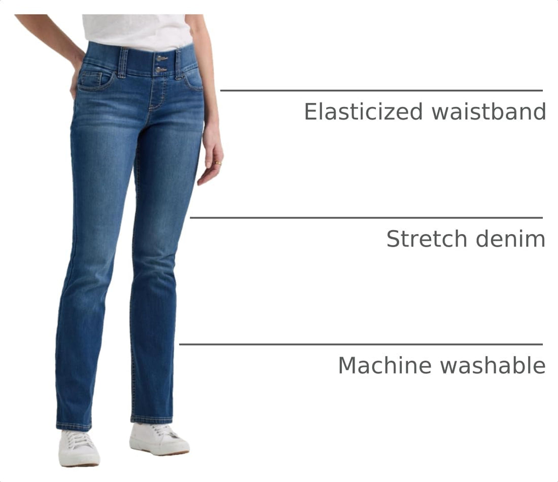 Riders by Lee Indigo Women's Pull On Waist Smoother Straight Leg Jean