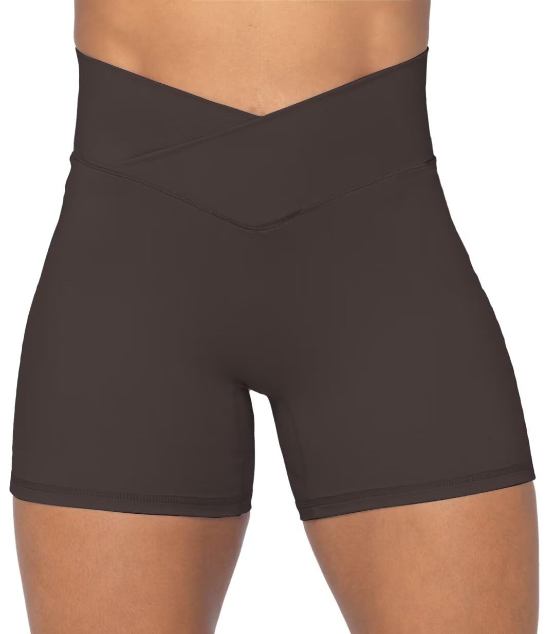Sunzel Crossover Biker Shorts for Women, No Front Seam V High Waist Yoga Workout Gym Shorts with Tummy Control | 4 Or 6-Inch Inseam, High Waisted, Tummy Control, Crossover Waist, Buttery Soft, No Front Seam, Squat Proof, Compression