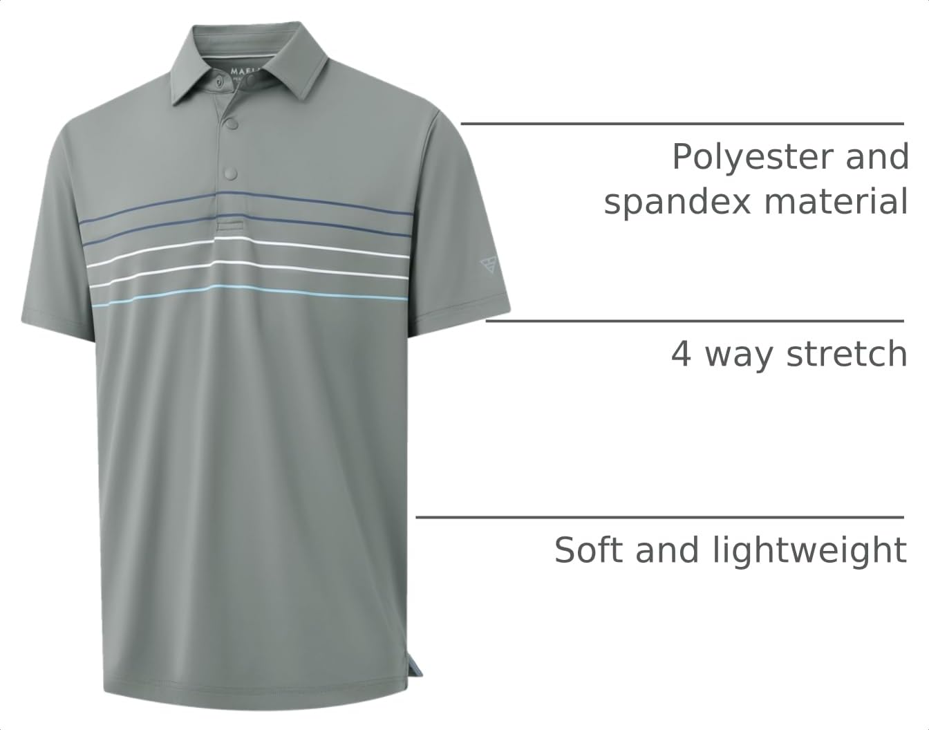 M MAELREG Mens Golf Shirts Short Sleeve Chest Print Stripe Moisture Wicking Dry Fit Casual Collared Mens Polo Shirts