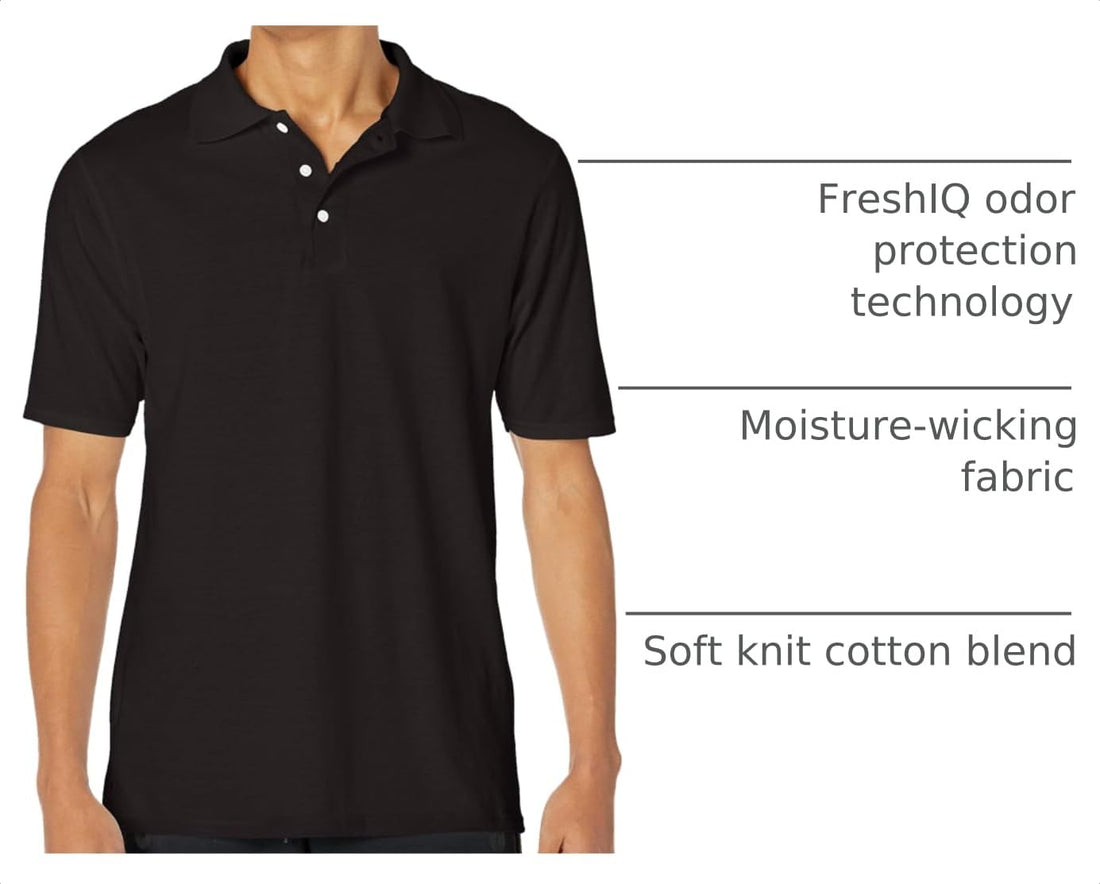 Hanes mens X-temp Performance Polo, Cotton Blend Sport Shirt for Men With Odor Control
