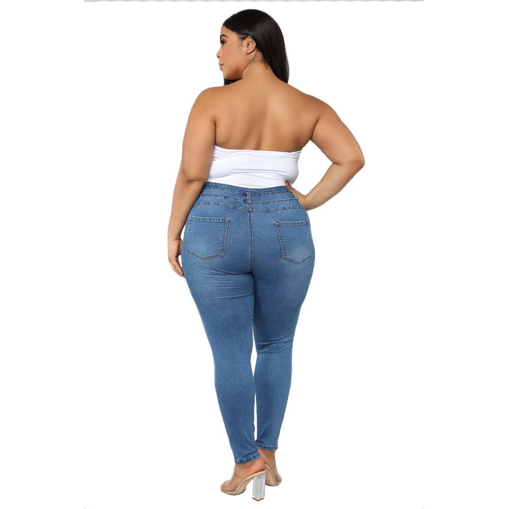 ALLABREVE Womens Plus Size Skinny Jeans Stretchy High Waisted Ankle Jean Ripped Slim Fit Washed Denim Distressed Tight Jean