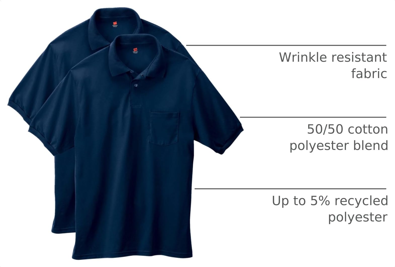 Hanes Men's Short Sleeve Jersey Pocket Polo (Pack of 2)
