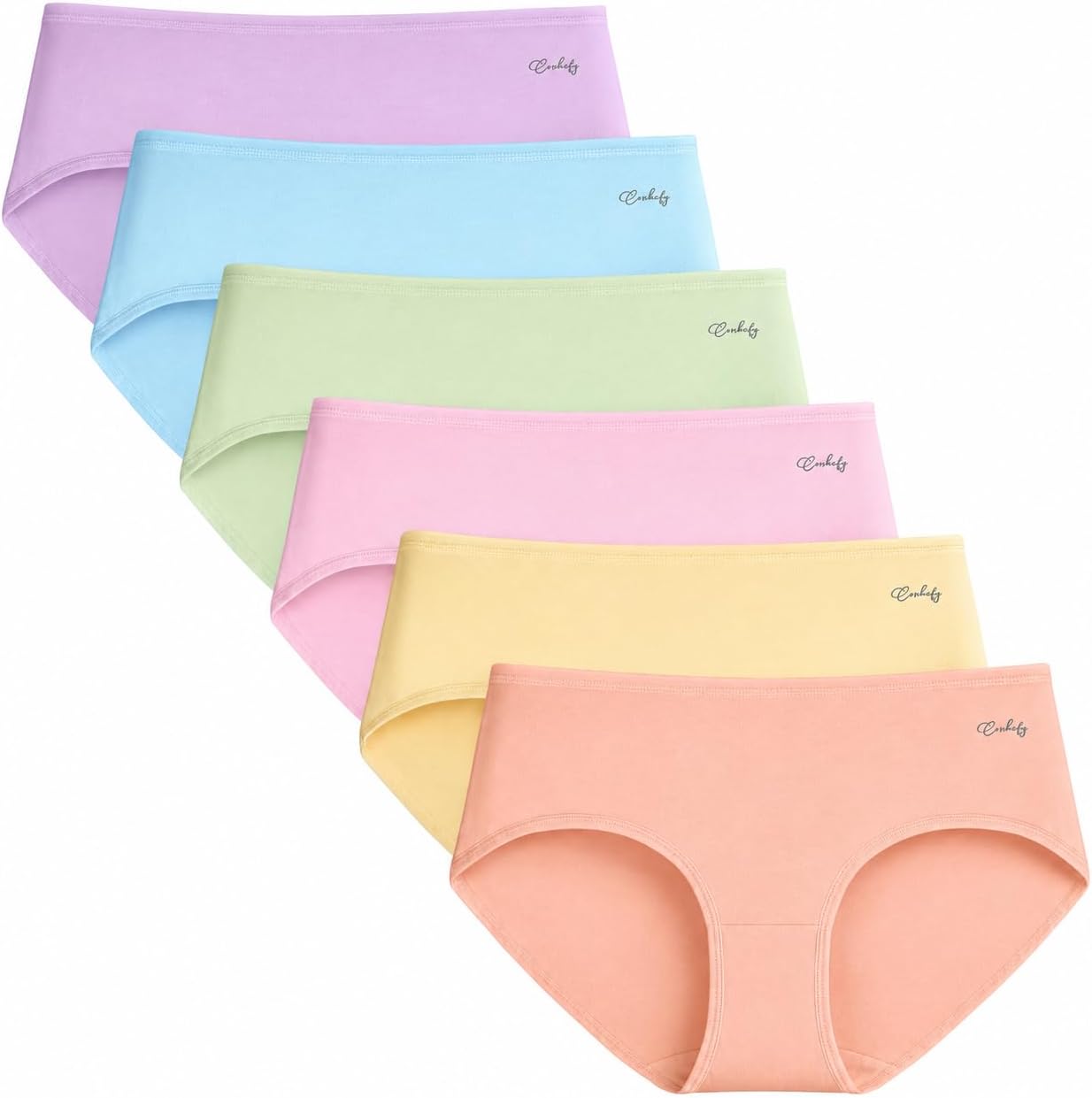 coskefy Womens Underwear Cotton Hipster Panties,Low Rise Breathable,6 Pack