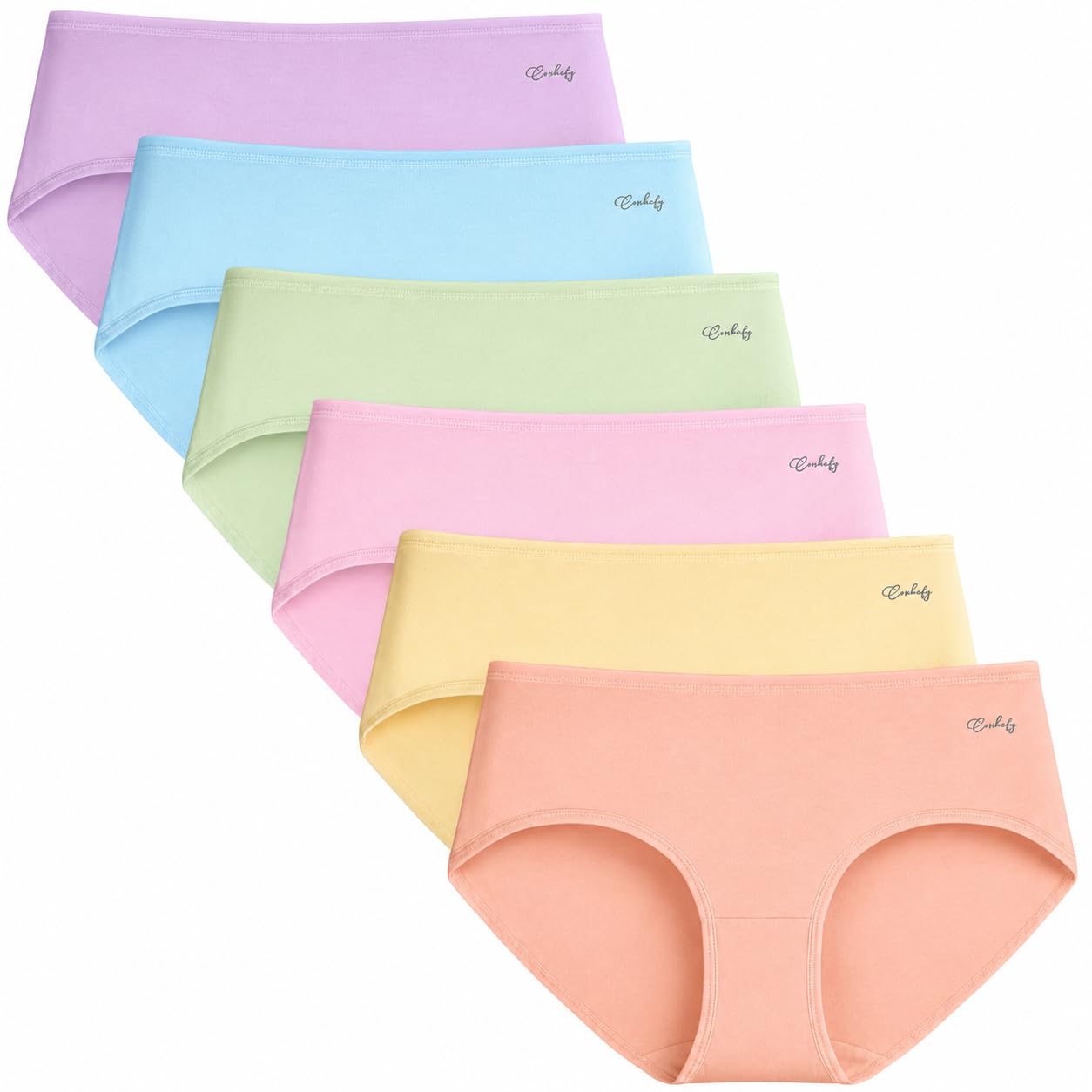 coskefy Womens Underwear Cotton Hipster Panties,Low Rise Breathable,6 Pack