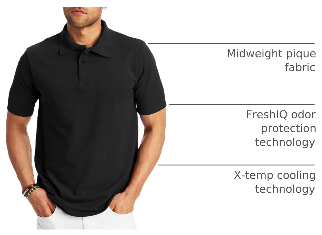 Hanes Men’s X-Temp Short Sleeve Polo Shirt, Midweight Men's Shirt