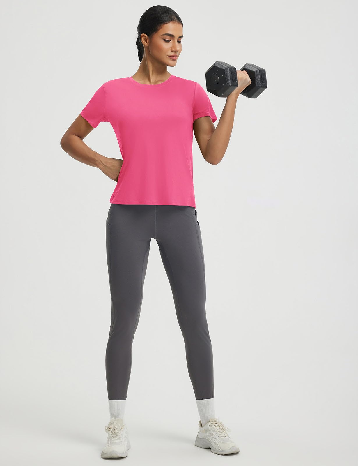 baleaf Women's Athletic Tops Short Sleeve Workout Shirts | Quick Dry, Moisture-wicking, Breathable, Lightweight, Stretchy, Sun Protection, Crew Neck, for Running, Gym, Tennis, Yoga