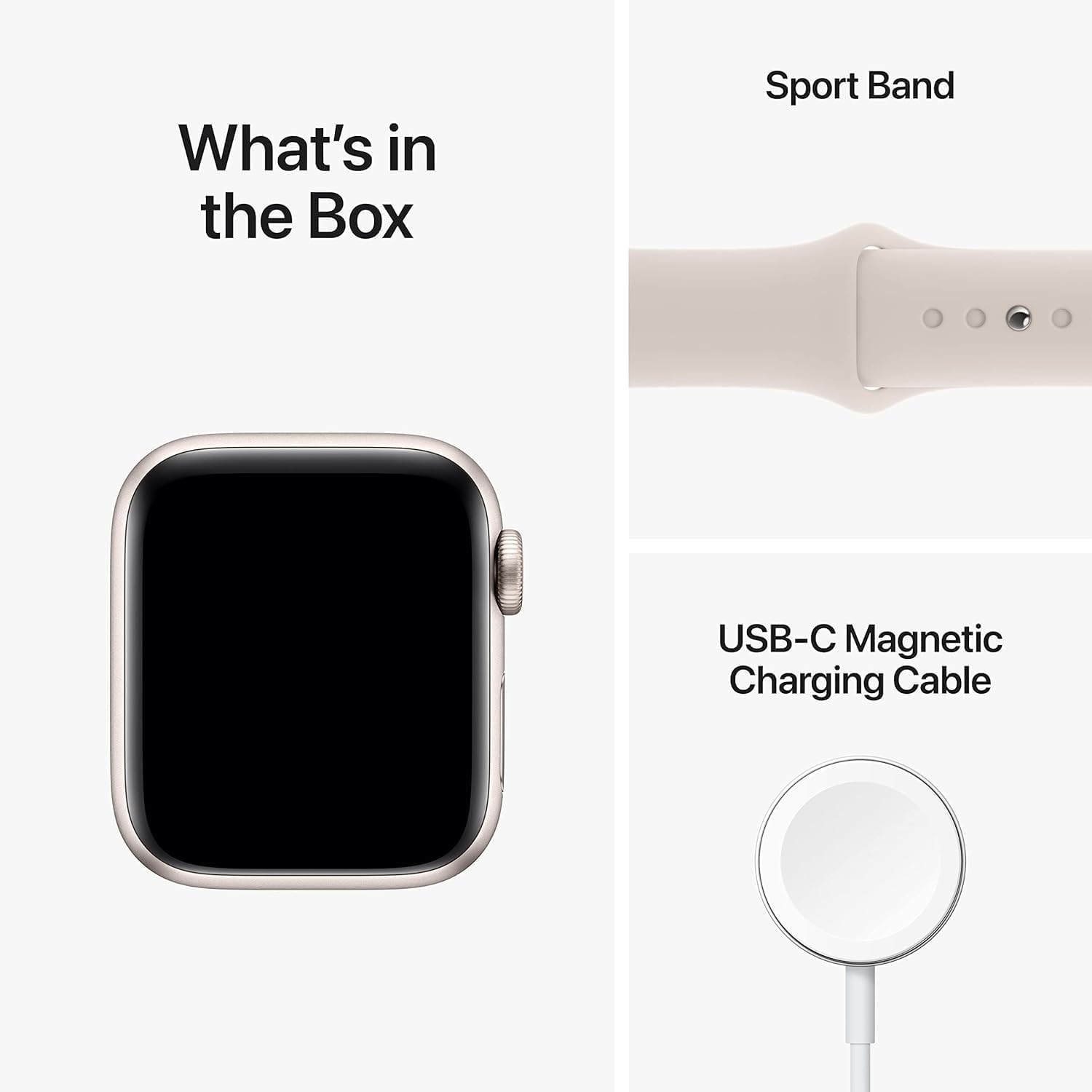Apple Watch SE (2nd Gen) (GPS, 40mm) - Starlight Aluminum Case with Starlight Sport Band, S/M (Renewed Premium)