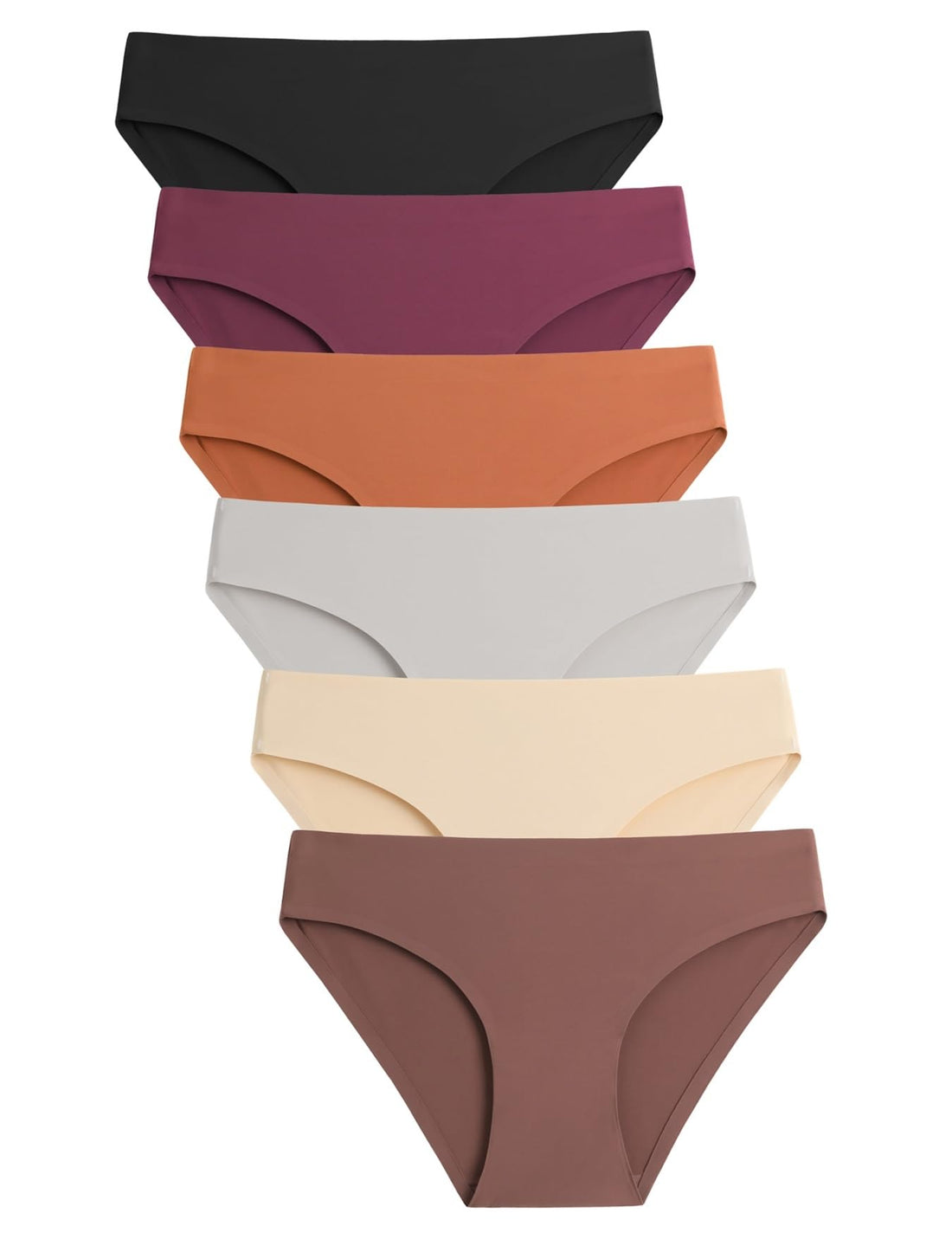 Caterlove Women's Seamless Underwear No Show Stretch Bikini Panties Silky Invisible Hipster 6 Pack