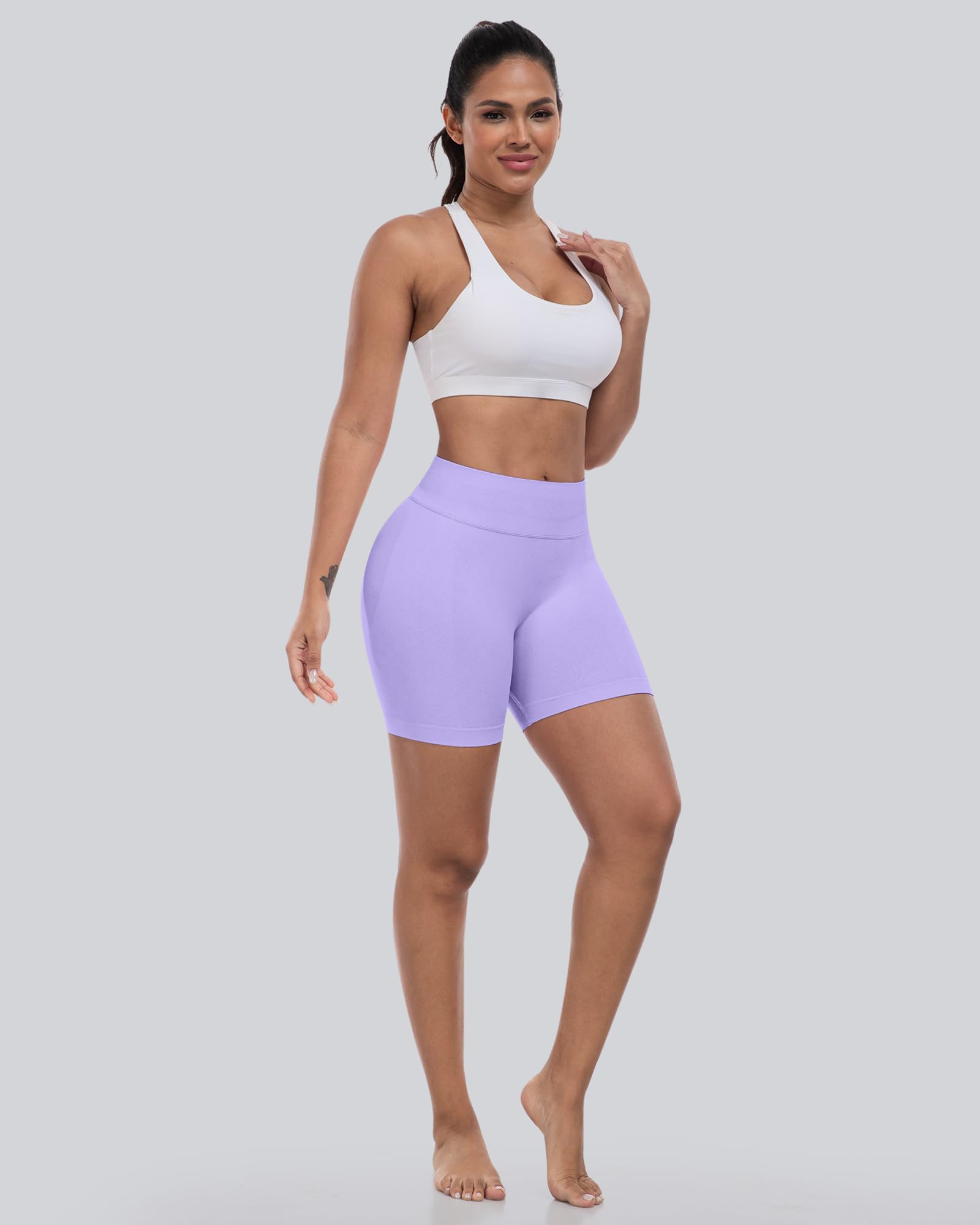 CHRLEISURE Workout Shorts for Women, High Waisted Butt Lifting Scrunch Sports Seamless Gym Shorts Set