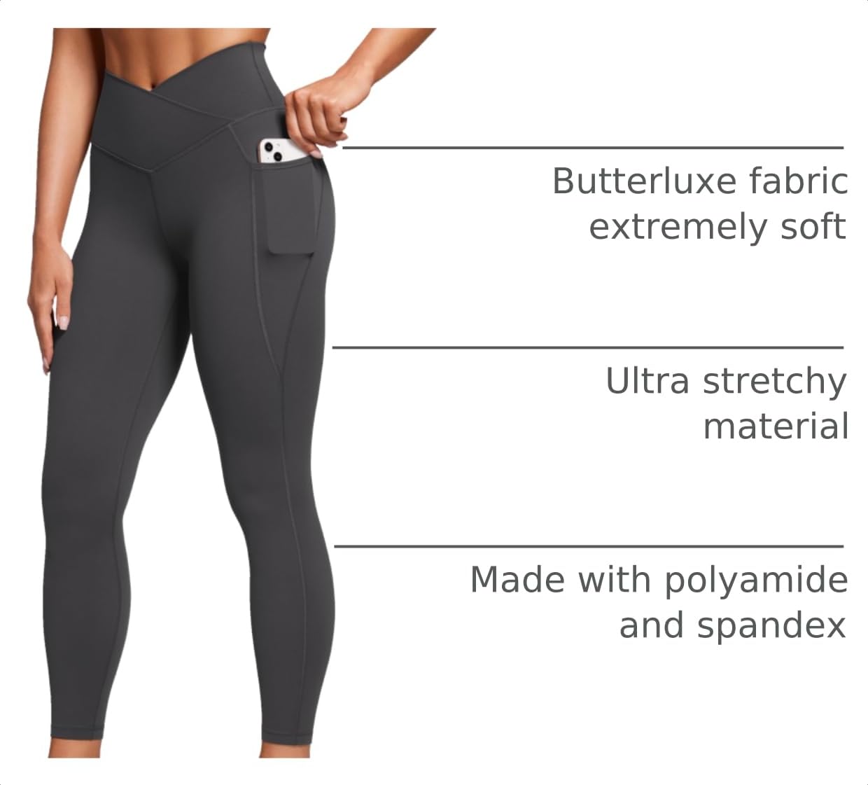 CRZ YOGA Cross Waist Leggings Pockets 25"