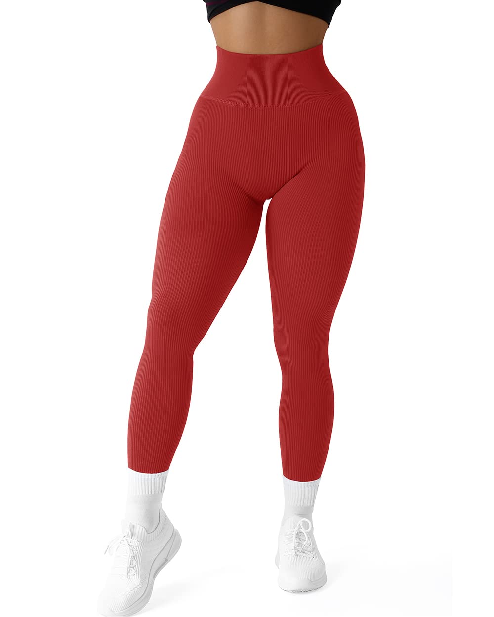 SUUKSESS Women Ribbed Seamless Leggings High Waisted Workout Gym Yoga Pants