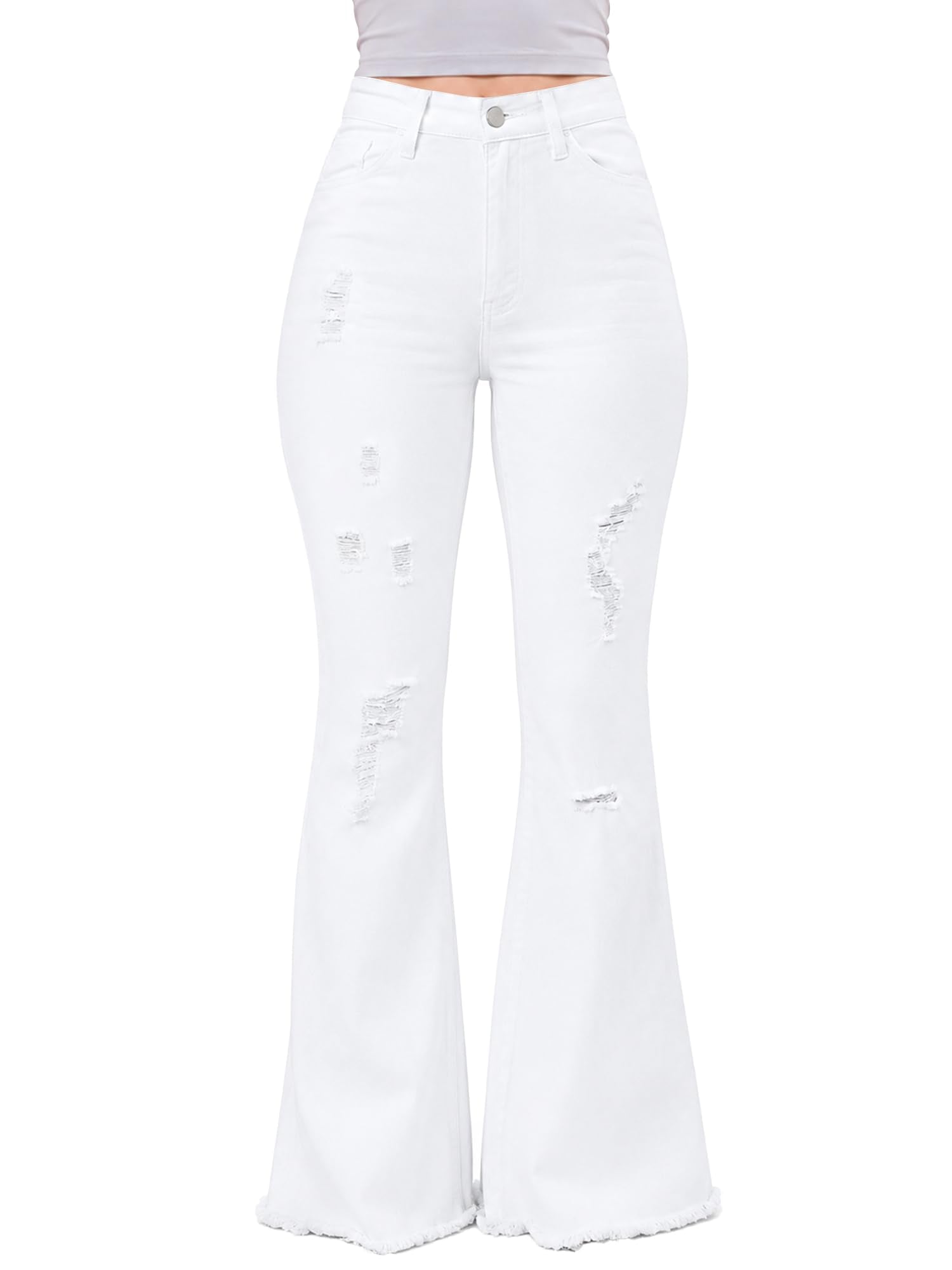 PEIHOT Vintage Bell Bottoms Flare Jeans for Women 90s High Waist Ripped Distressed Wide Leg High Rise Denim Pants