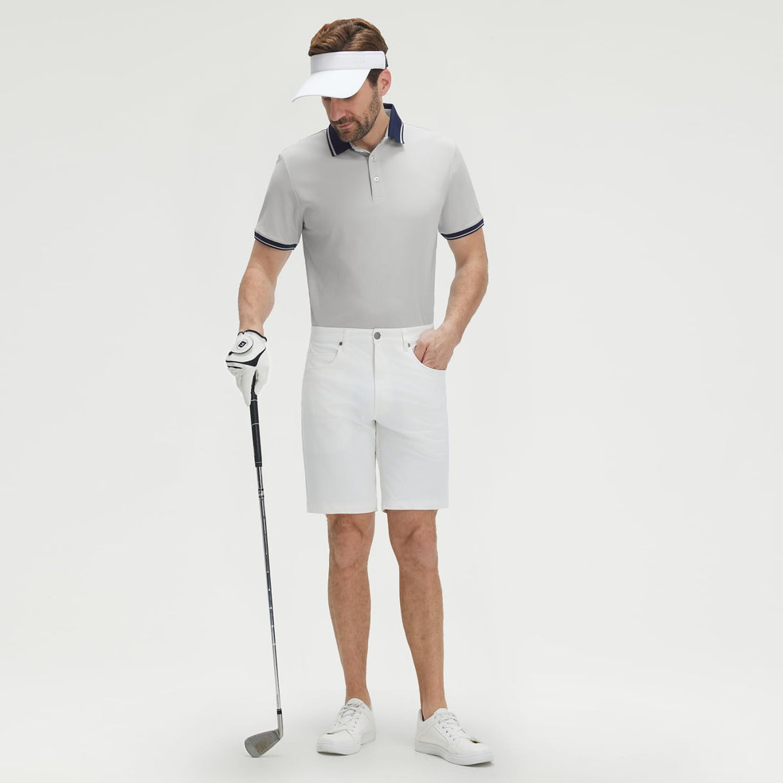 M MAELREG Golf Shirts for Men Short Sleeve with Contrast Collar & Cuffs Performance Dry Fit Stretch Solid Casual Polo Shirts