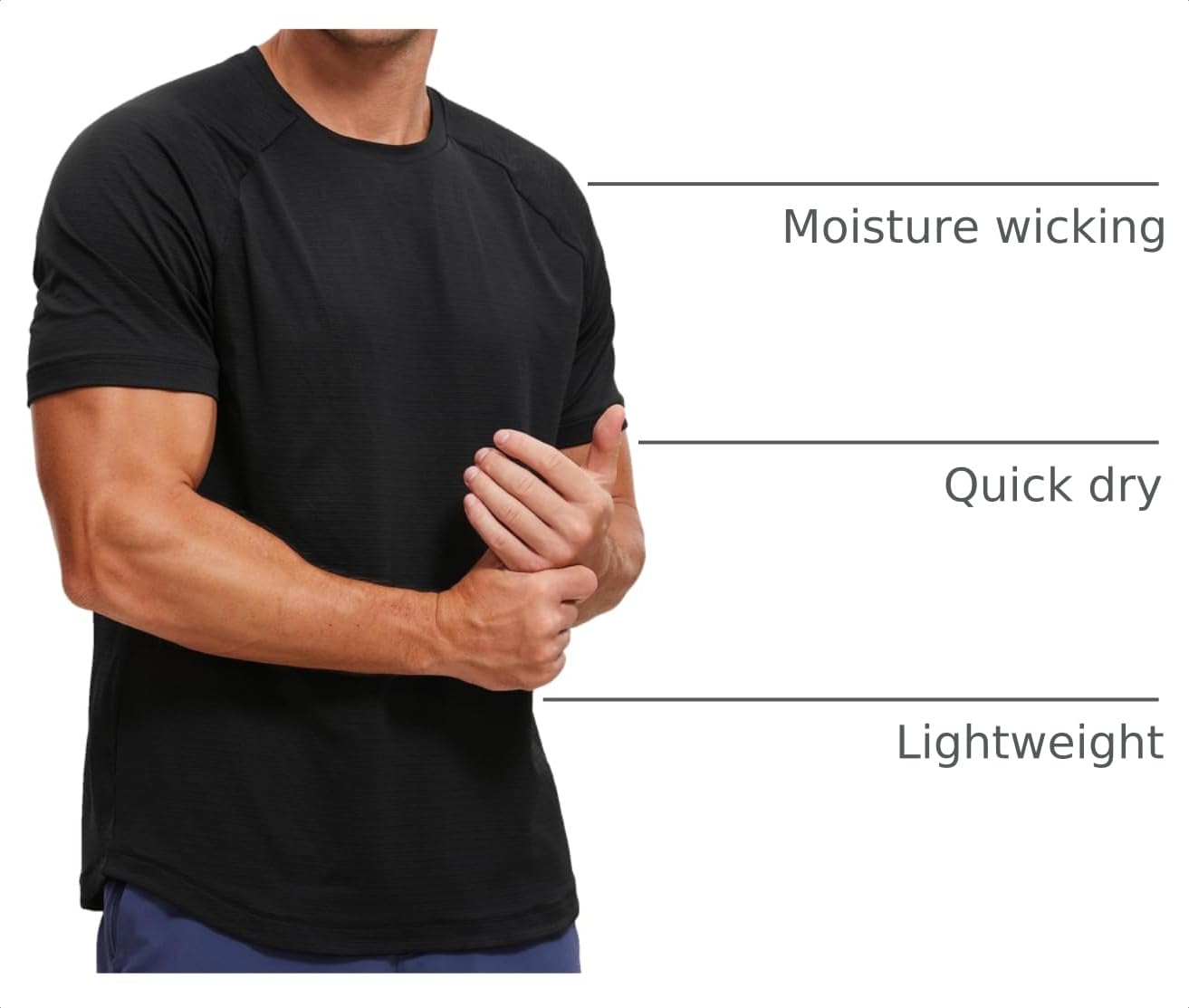 CRZ YOGA Breathable Texture Crewneck T-Shirts | Workout, Quick Dry, Lightweight, Classic Fit, Round Scallop Back, Short Sleeve Shirts for Men