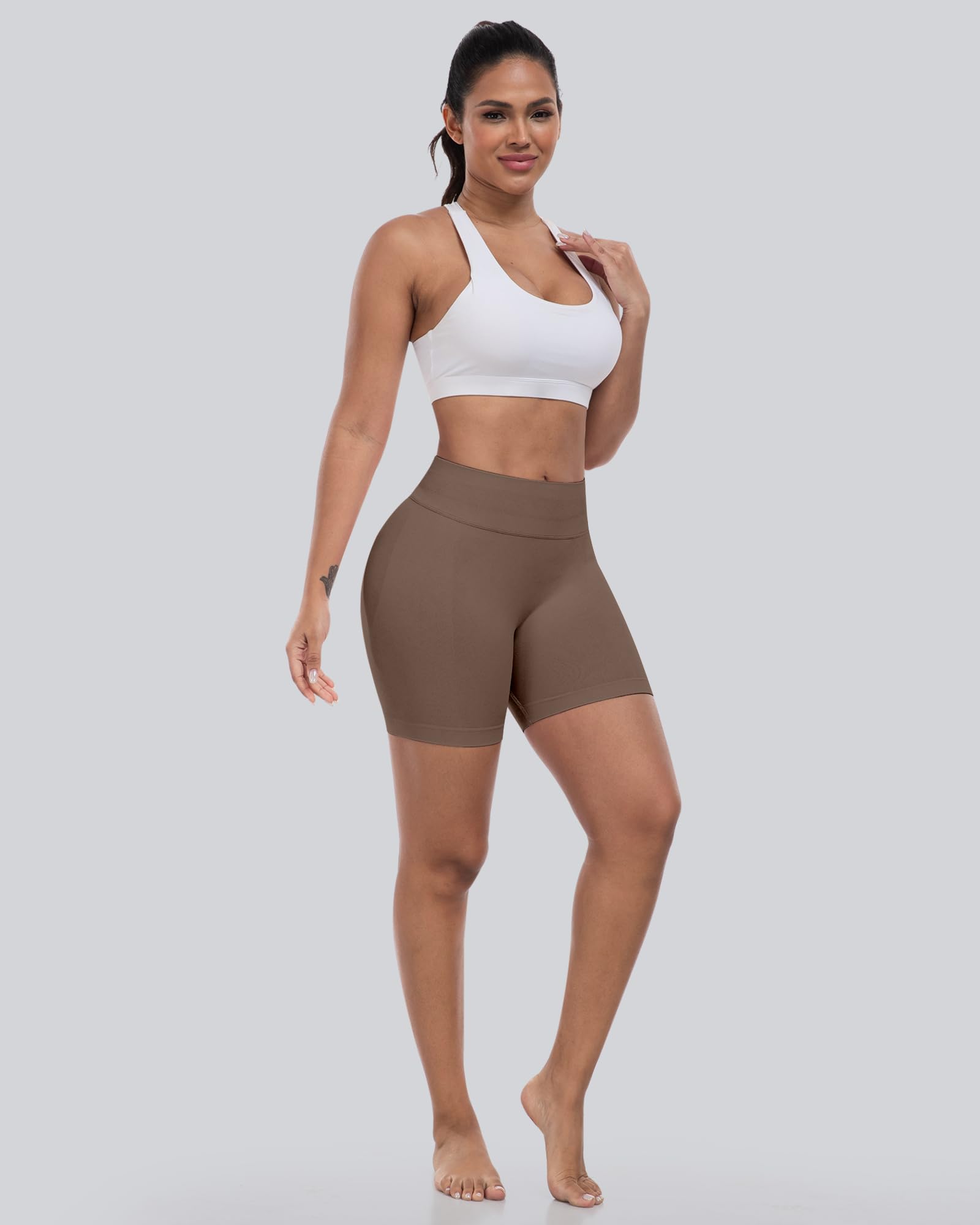 CHRLEISURE Workout Shorts for Women, High Waisted Butt Lifting Scrunch Sports Seamless Gym Shorts Set