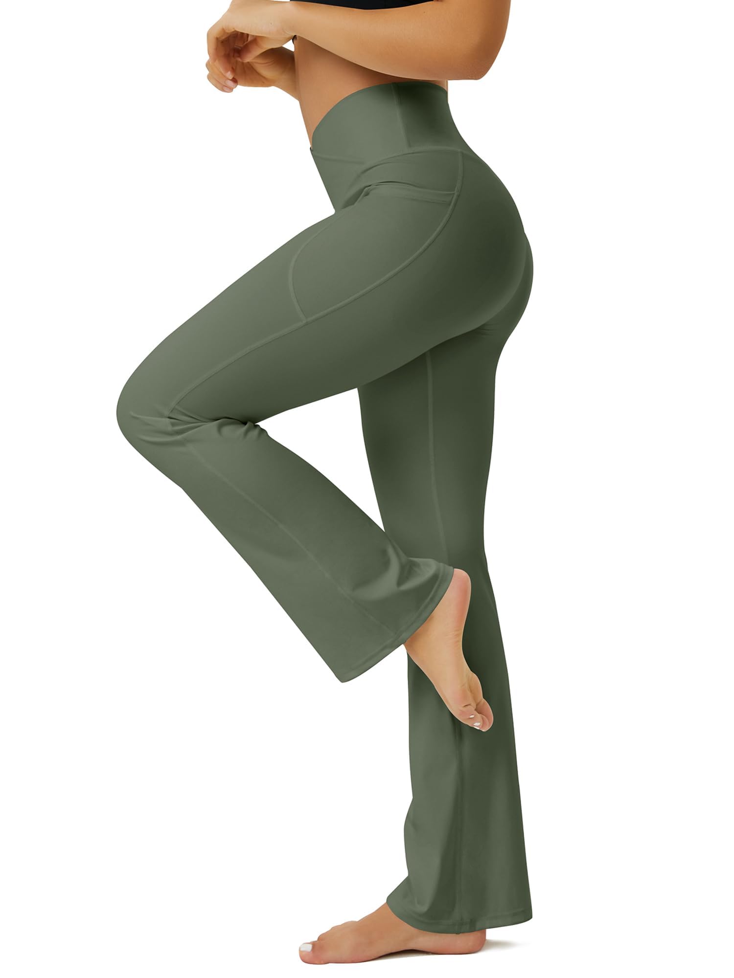 FOHOFO Yoga Pants Women, Flare Leggings for Women with Pockets Crossover High Waisted Bootcut Yoga Pants