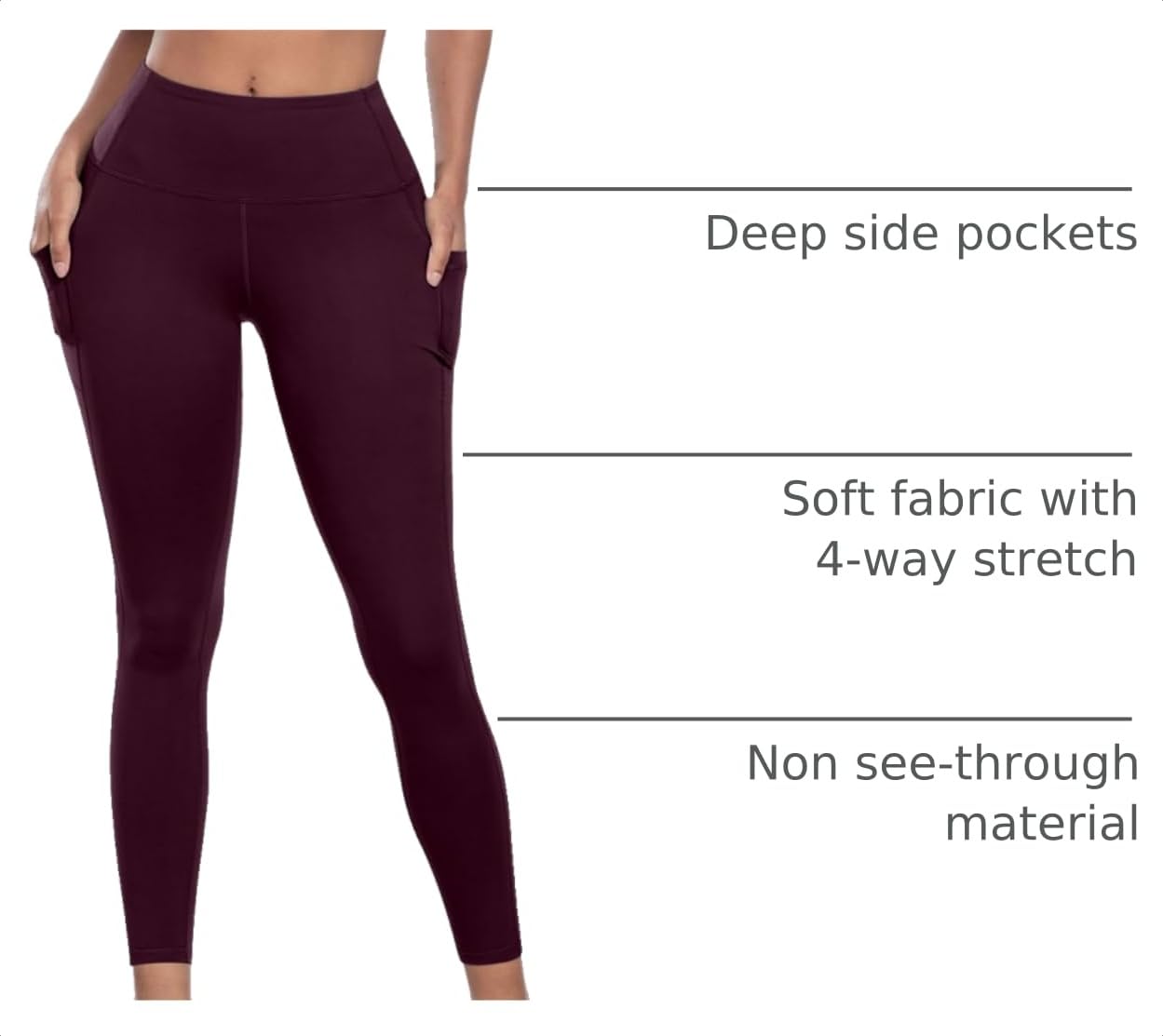 LZYVOO Leggings with Pockets for Women, 6 Packs Soft High Waisted Tummy Control Workout Yoga Pants